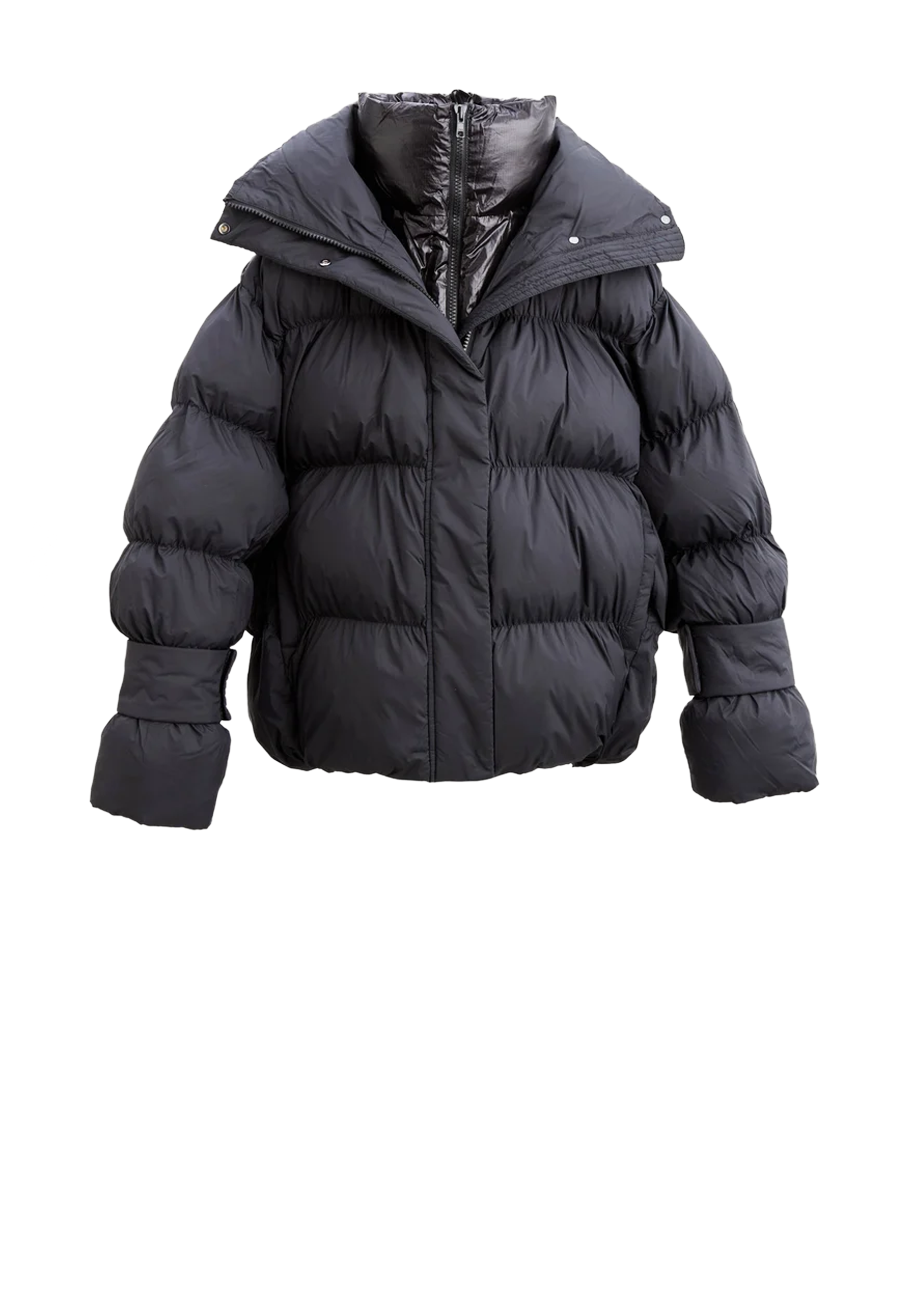 Aki Double Collar Pufferjacket | Black