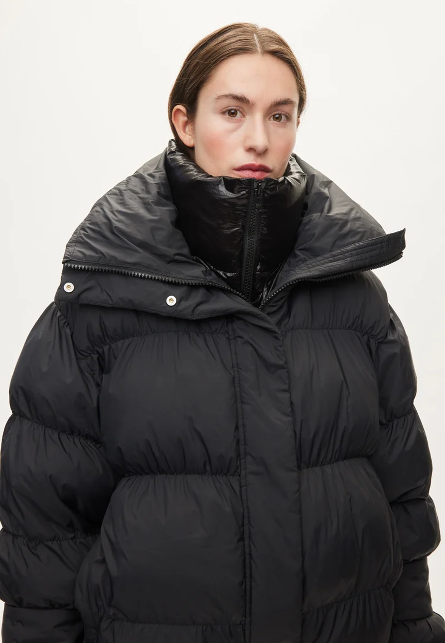 Aki Double Collar Pufferjacket | Black