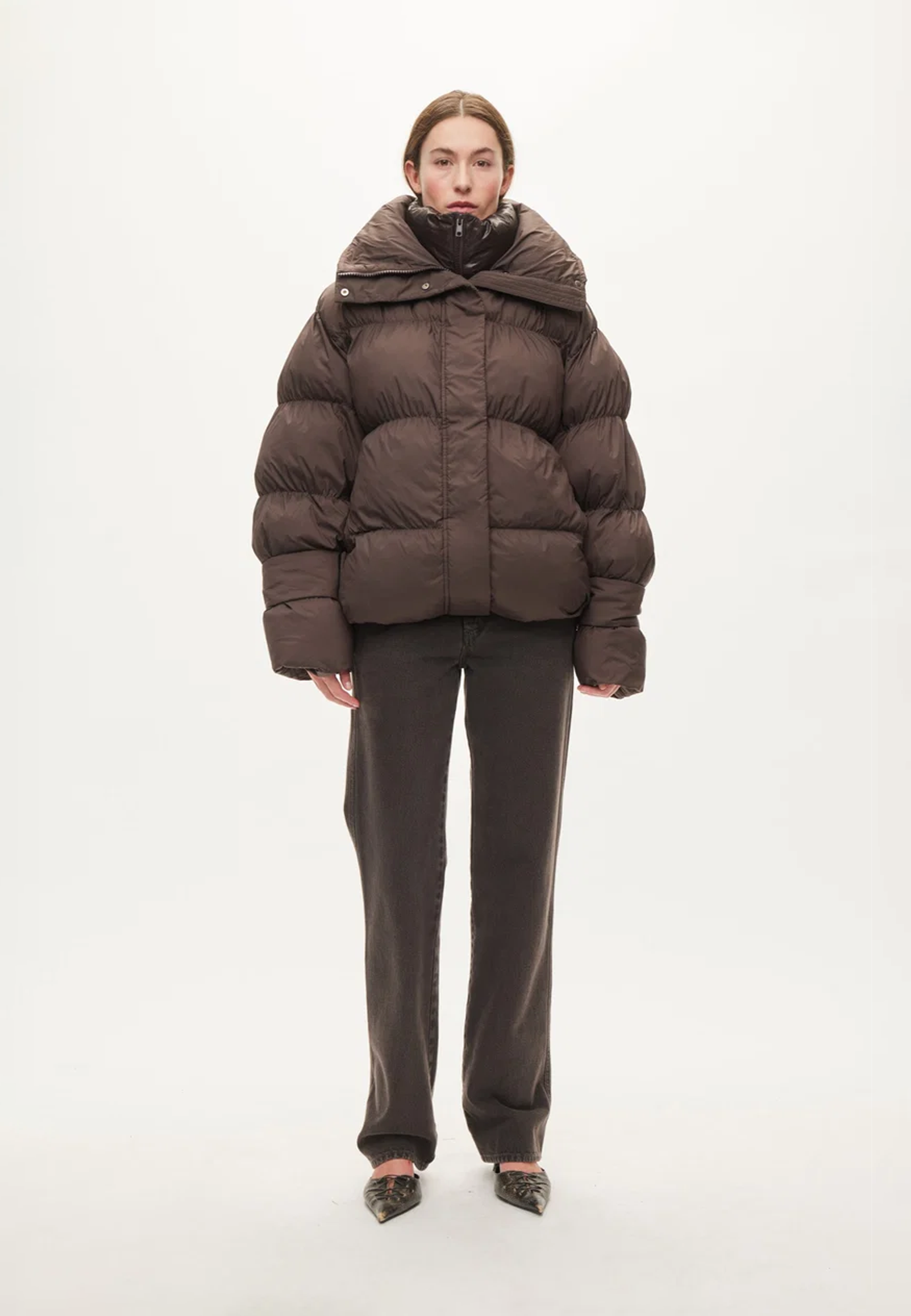 Aki Double Collar Pufferjacket | Chocolate Torte