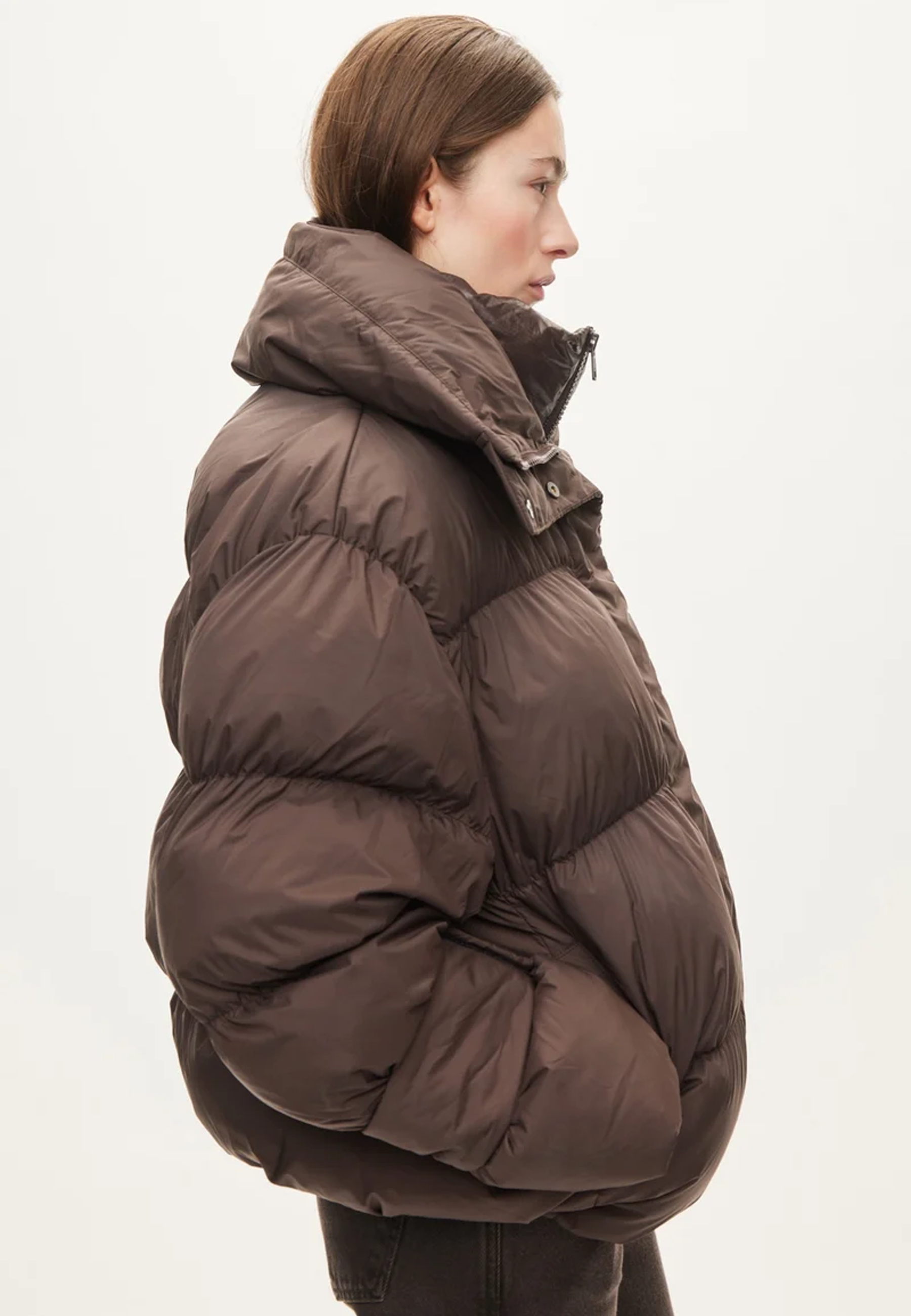 Aki Double Collar Pufferjacket | Chocolate Torte