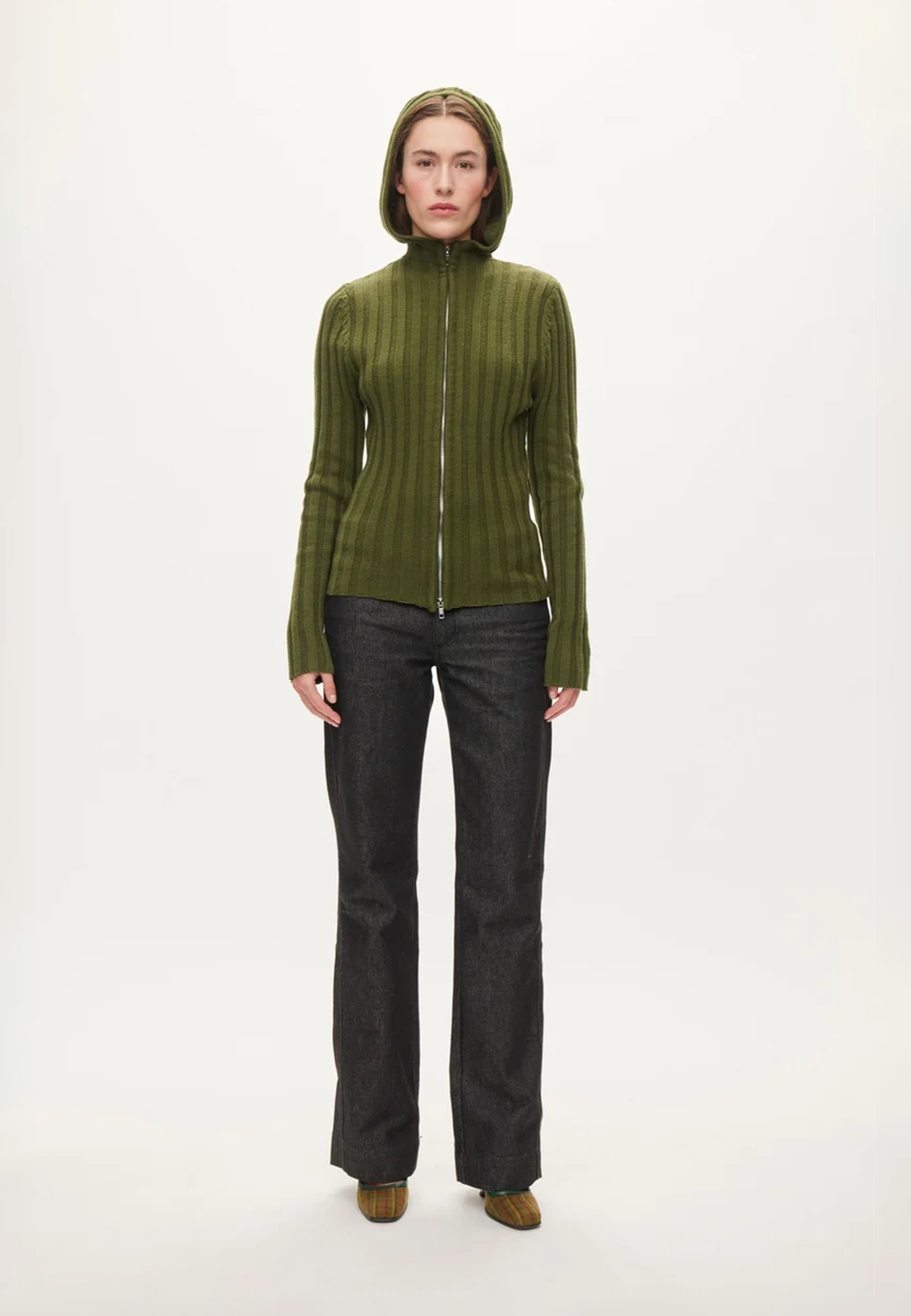 Alan Hood Zip Cardigan | Olive