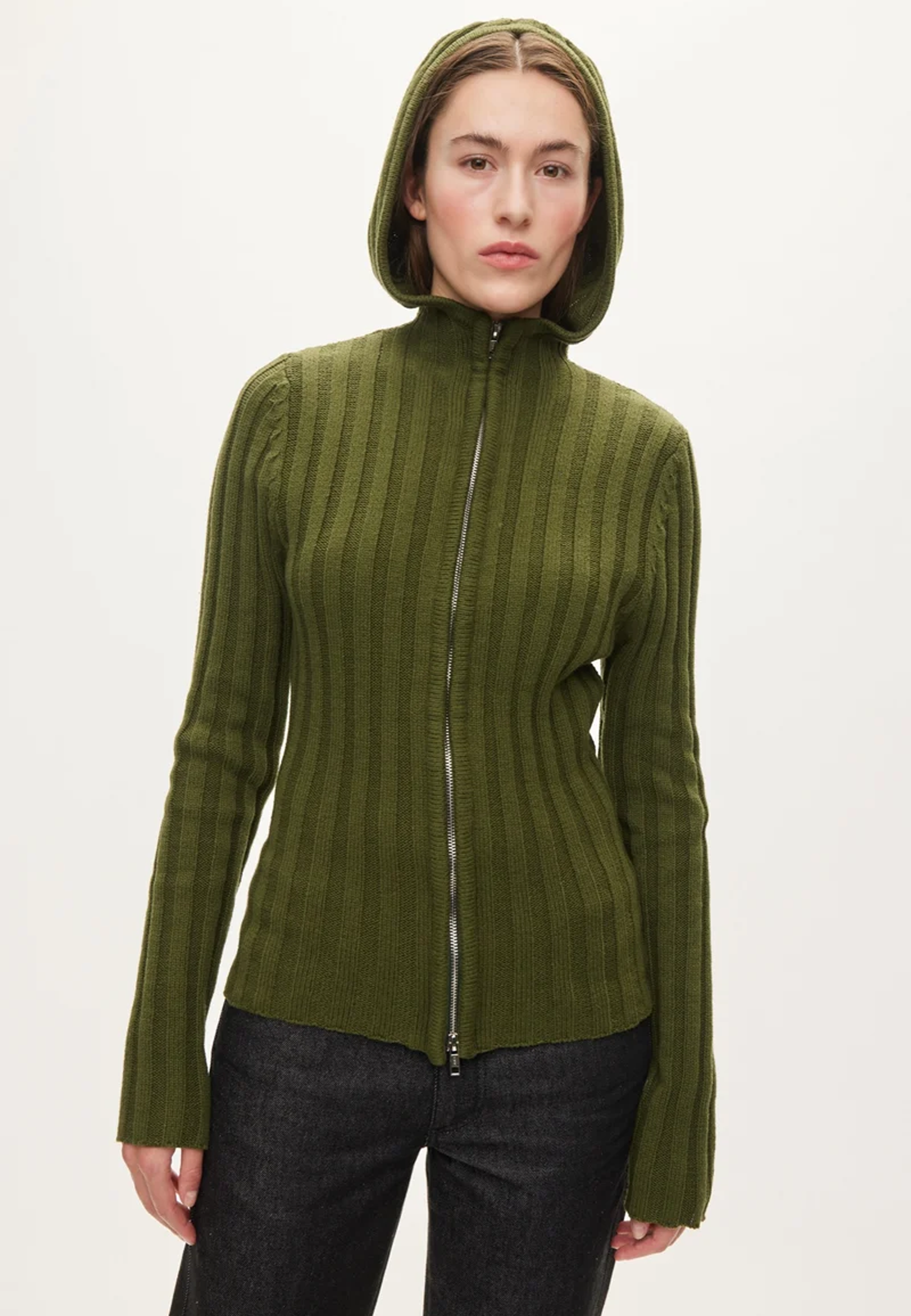 Alan Hood Zip Cardigan | Olive