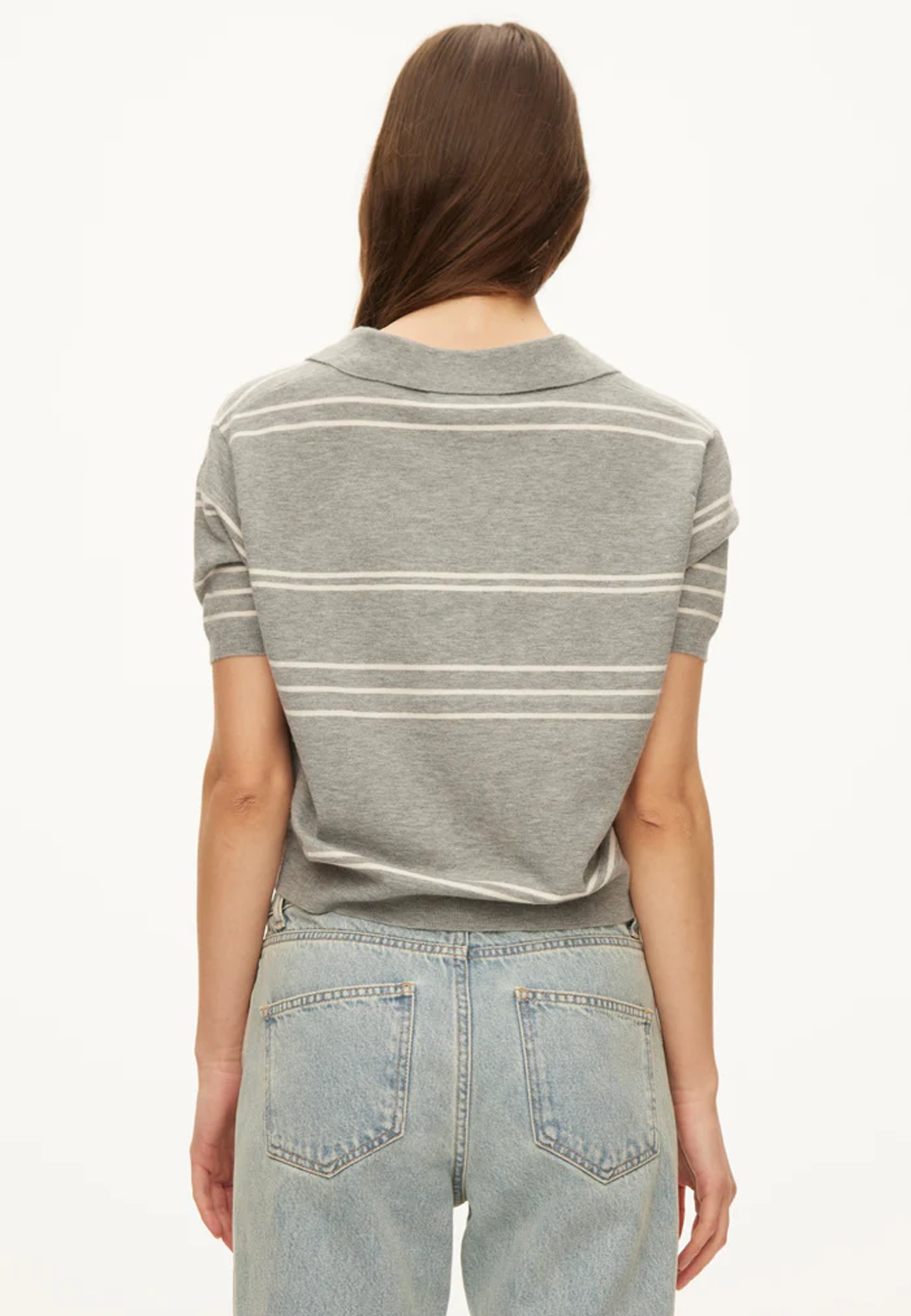 Alba Kurzarm Viskose Poloshirt | Grey Melange