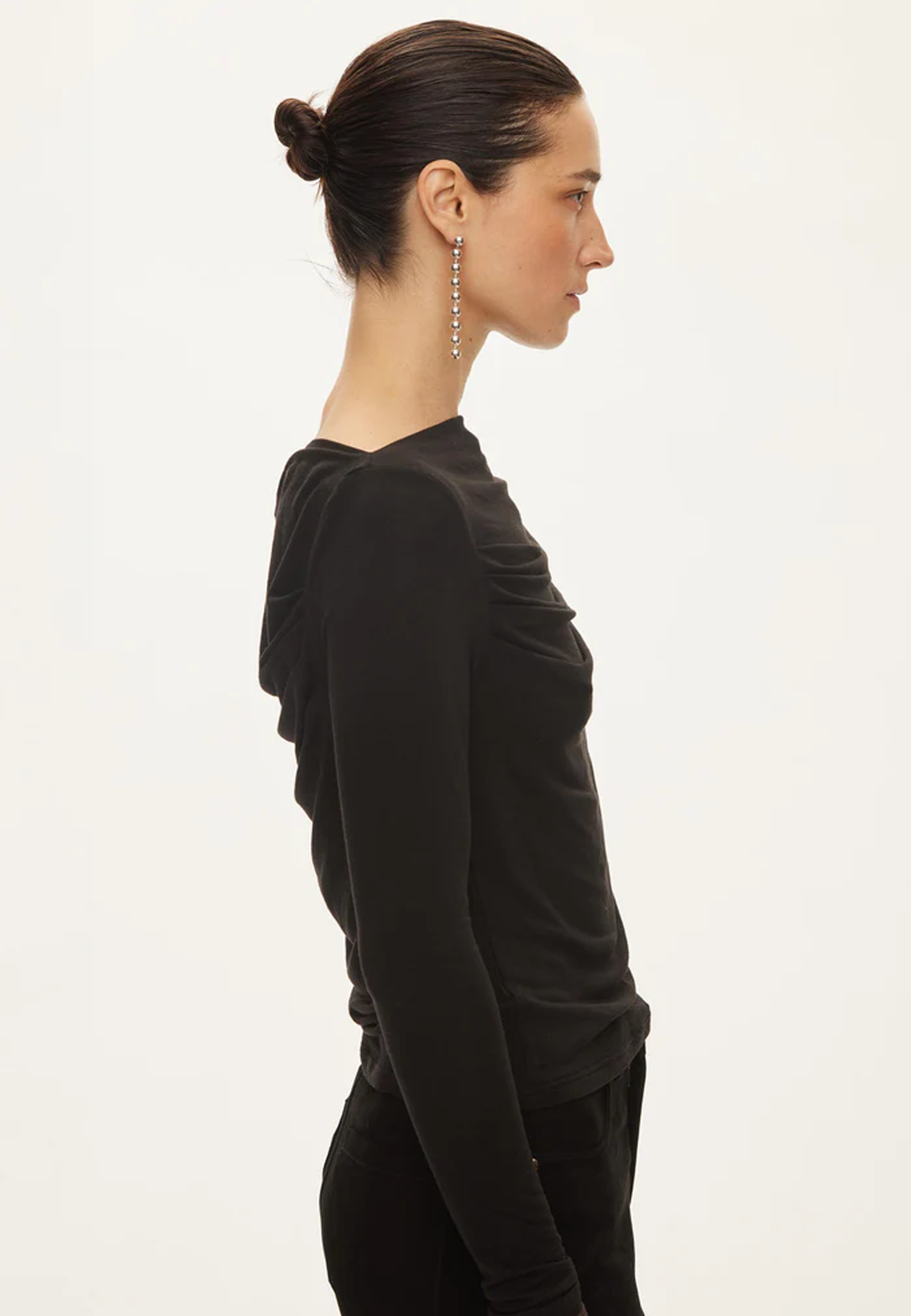 Bibi Merino Drape Longsleeve | Black Brown