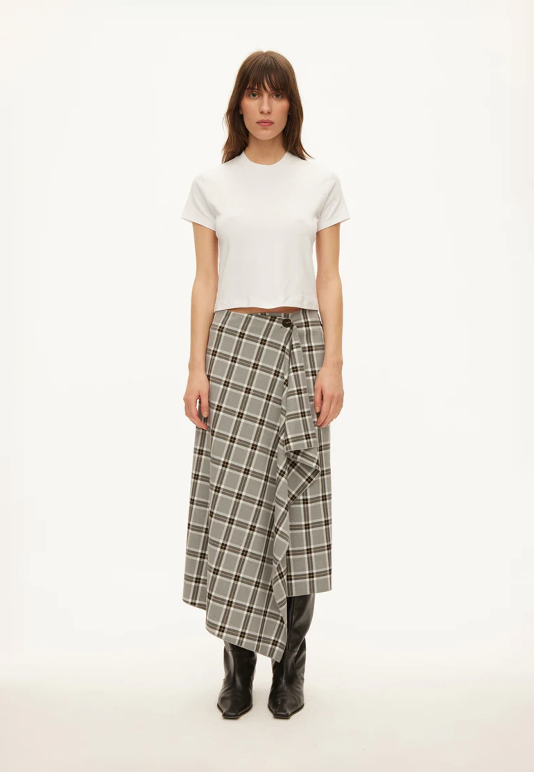 Billy Midi Wrap Look Nederdel | Grå Tern