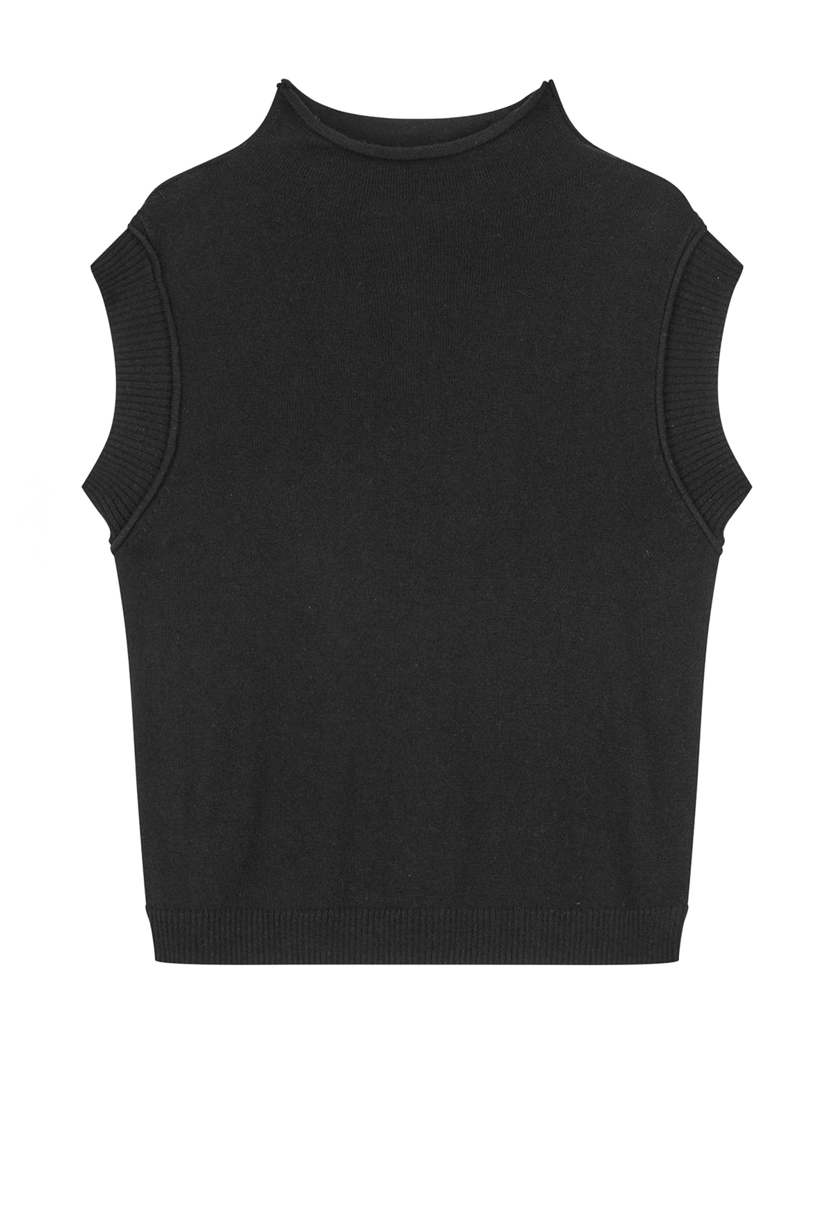 Carla Stehkragen Cashmere Top | Black