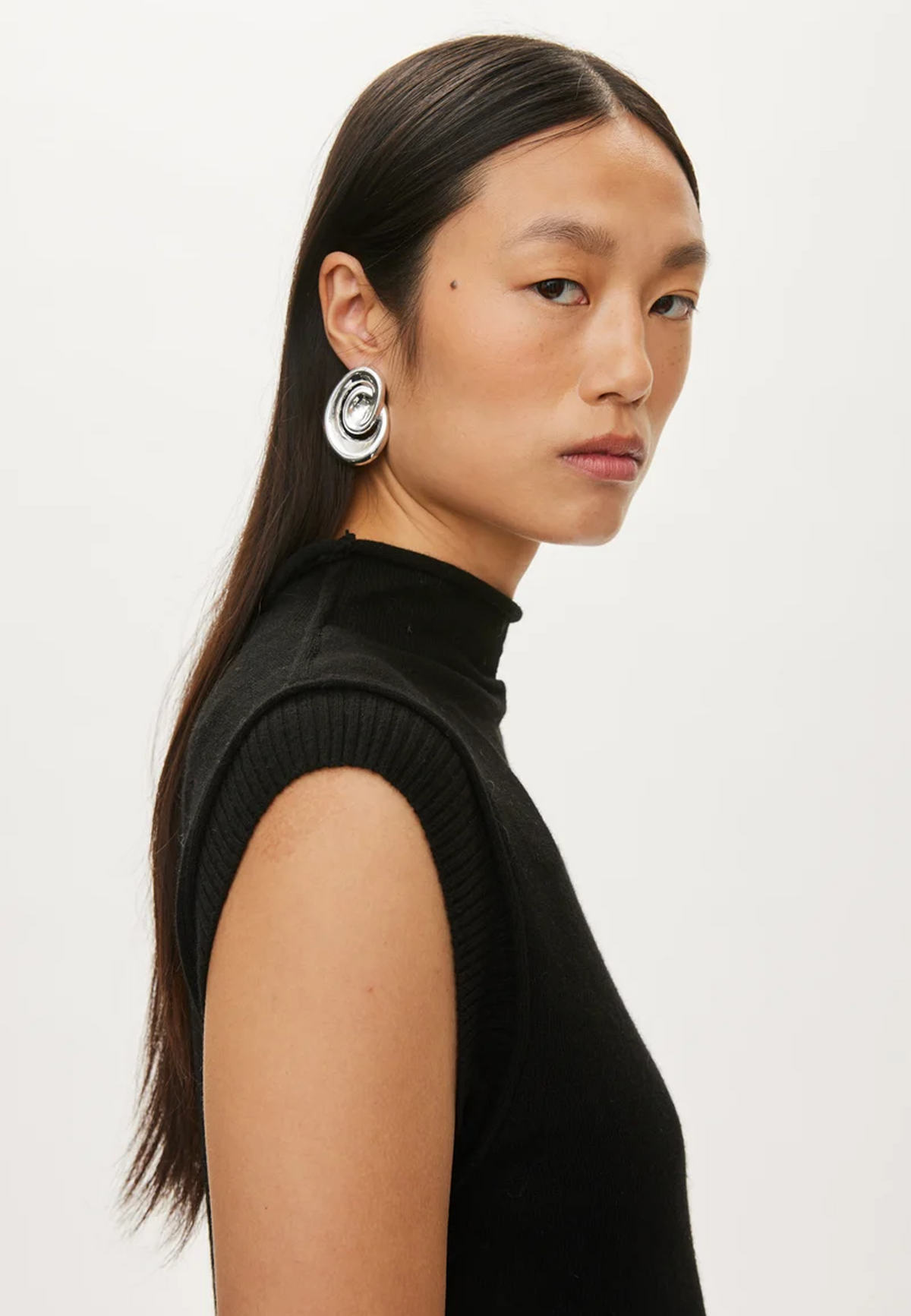 Carla Stehkragen Cashmere Top | Black