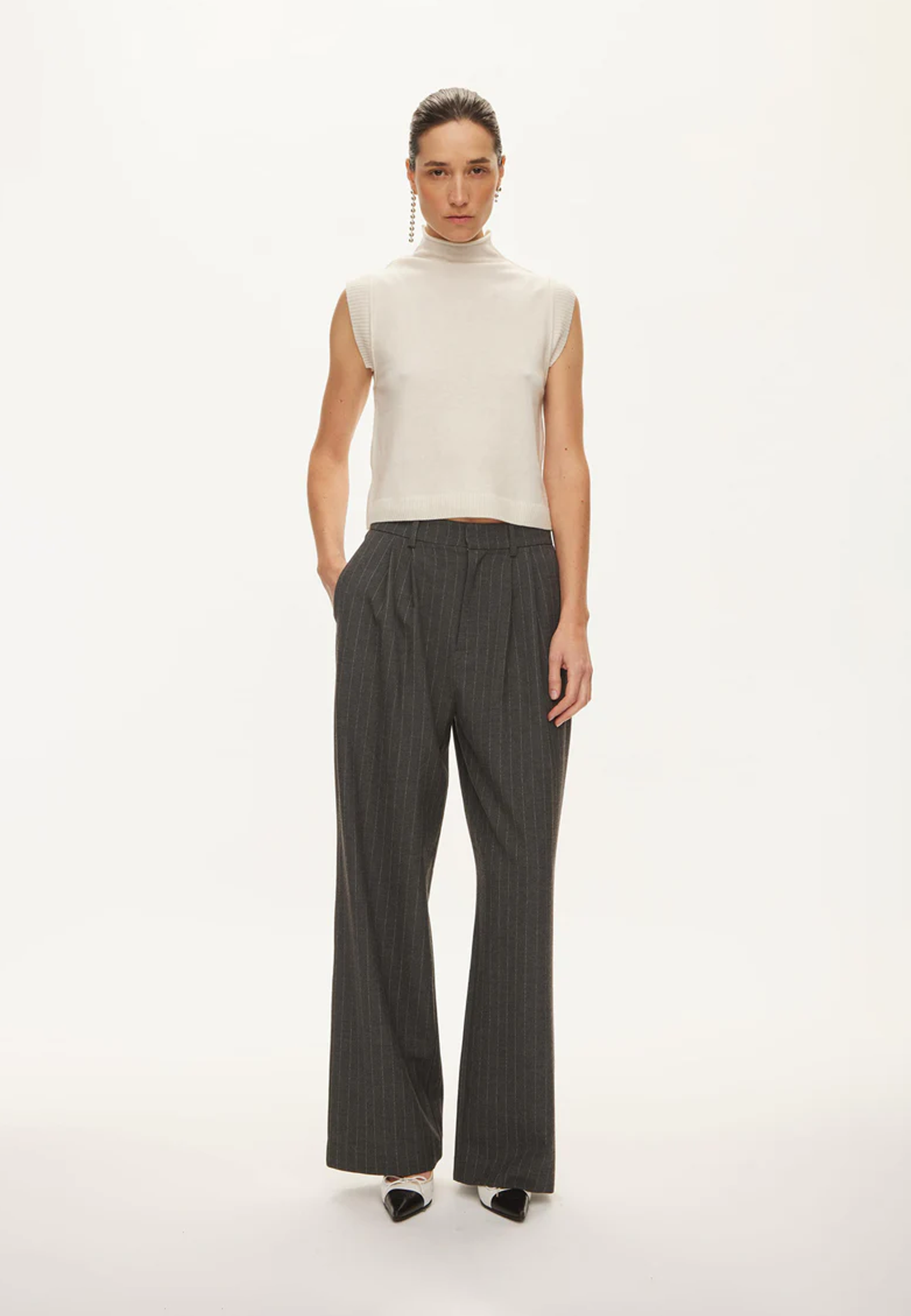Carla Stehkragen Cashmere Top | Off White