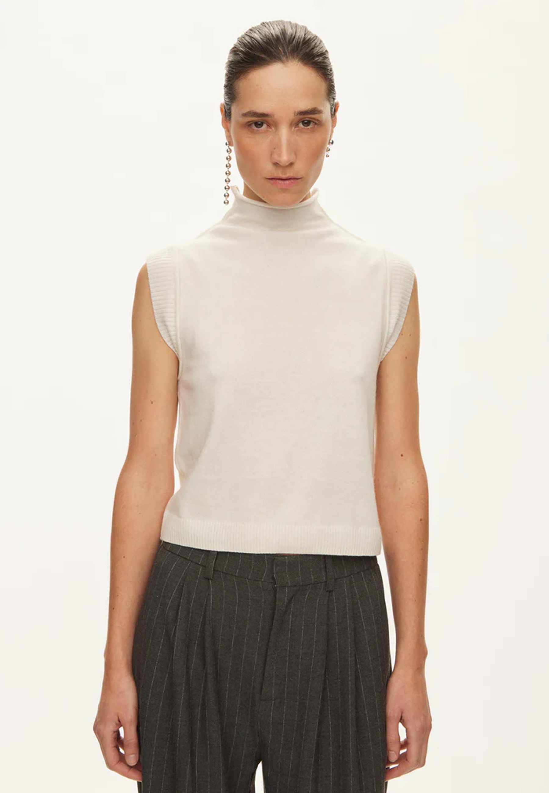 Carla Stehkragen Cashmere Top | Off White