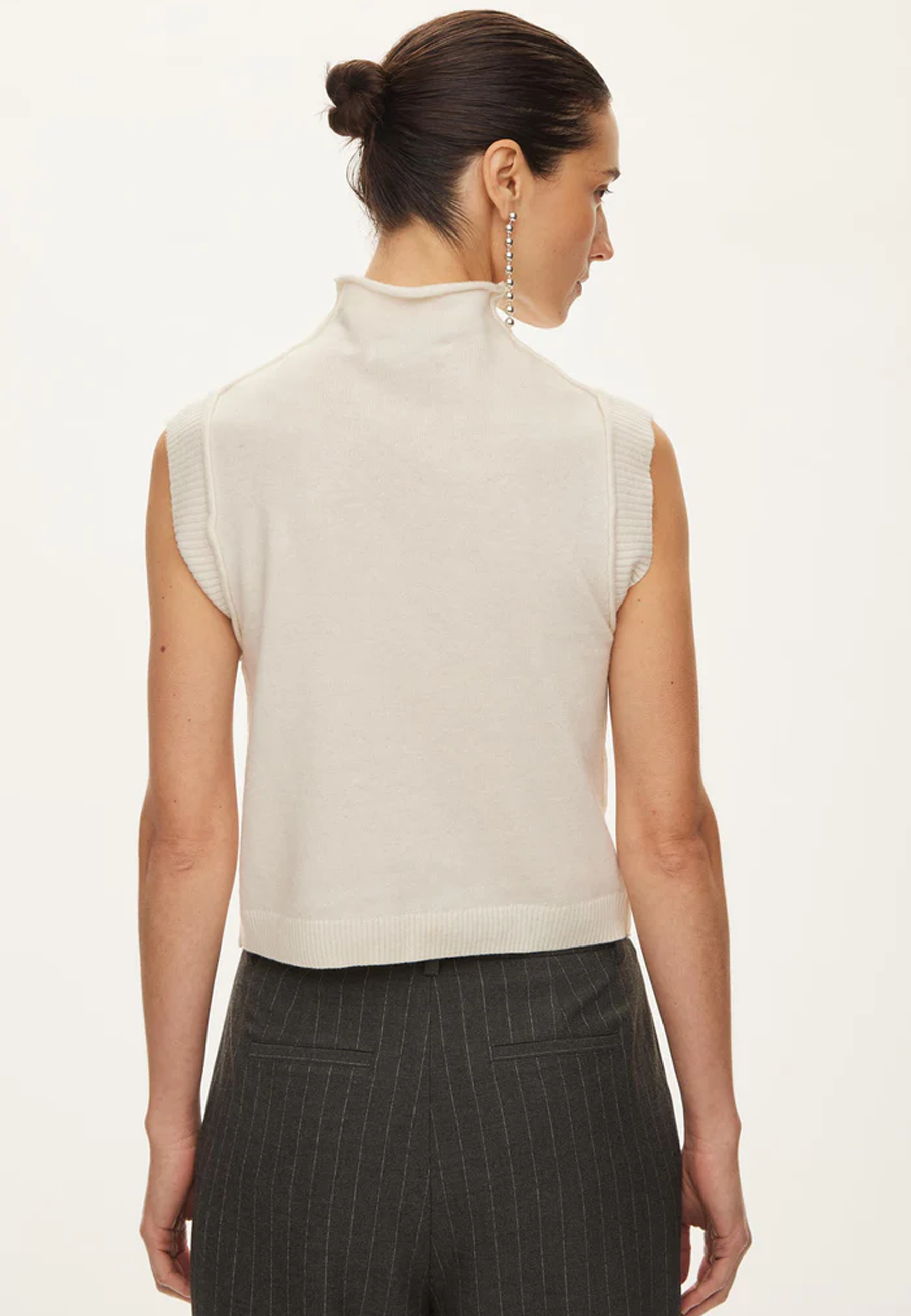 Carla Stehkragen Cashmere Top | Off White