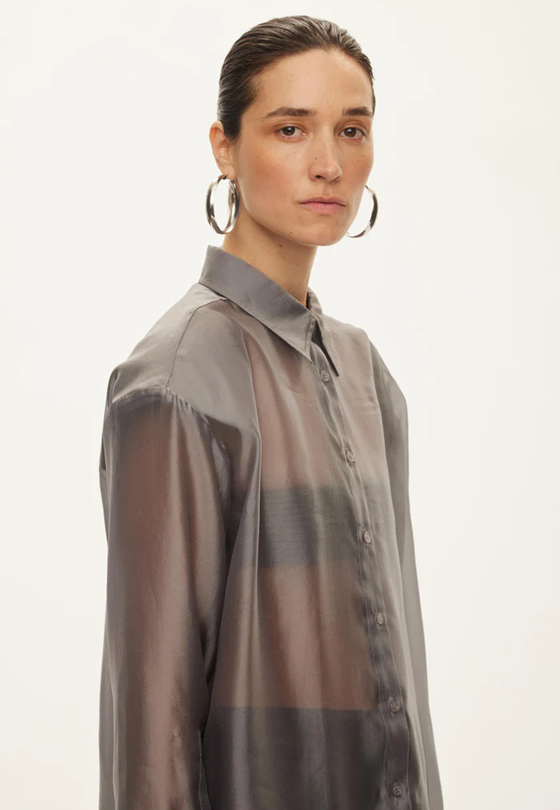 Cosmo Sheer Transparente Bluse | Dark Gull Grey