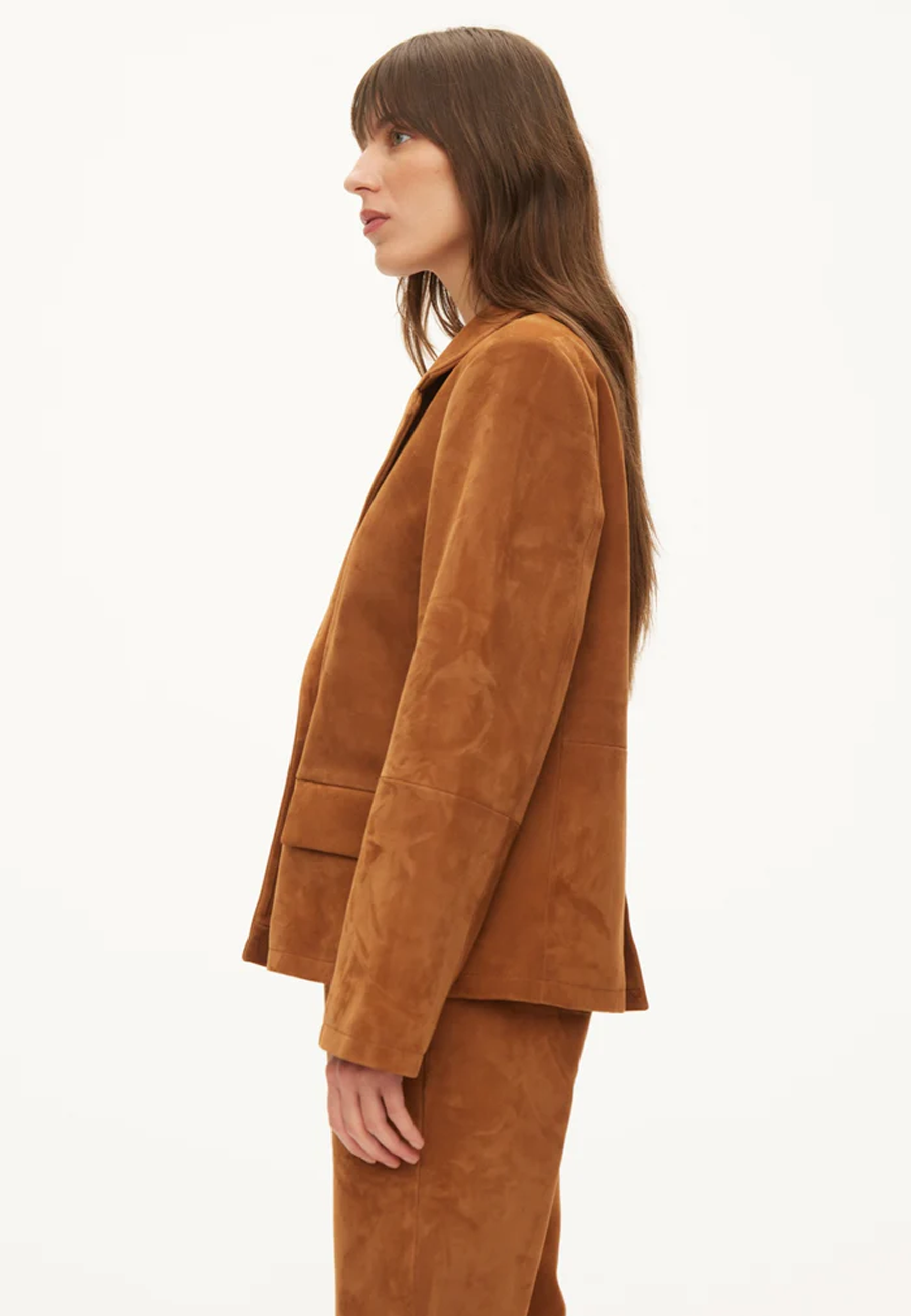 Kylie ruskindsblazer | Tobaksbrun