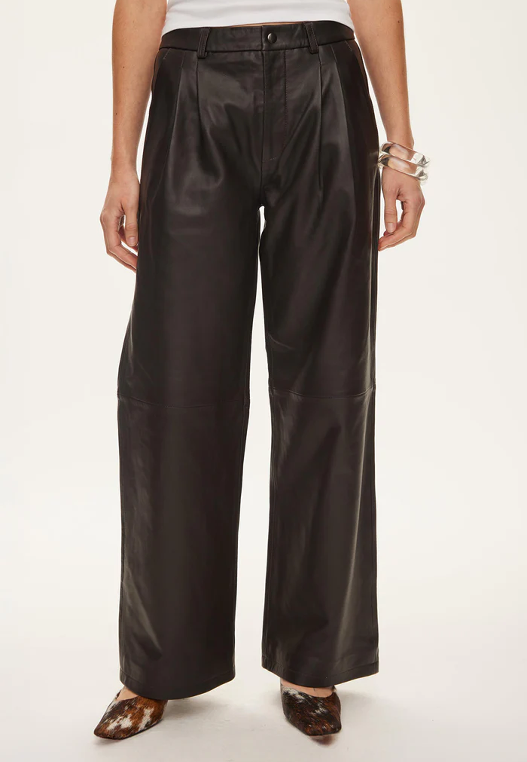 Roy Wide Leg Fit Lederhose | Chocolate Torte