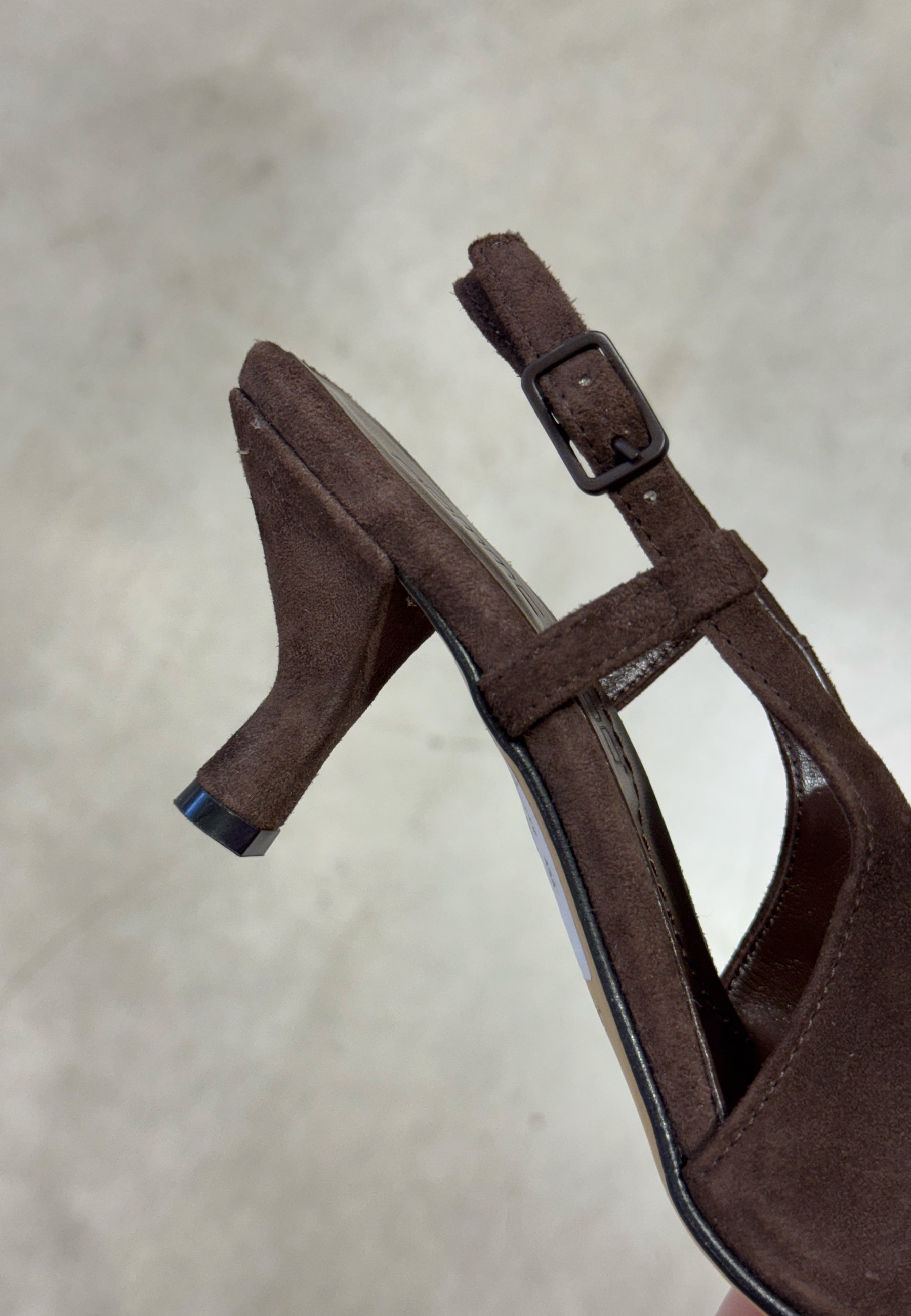 6260 Henriette Heel Sling | Espresso Camoscio
