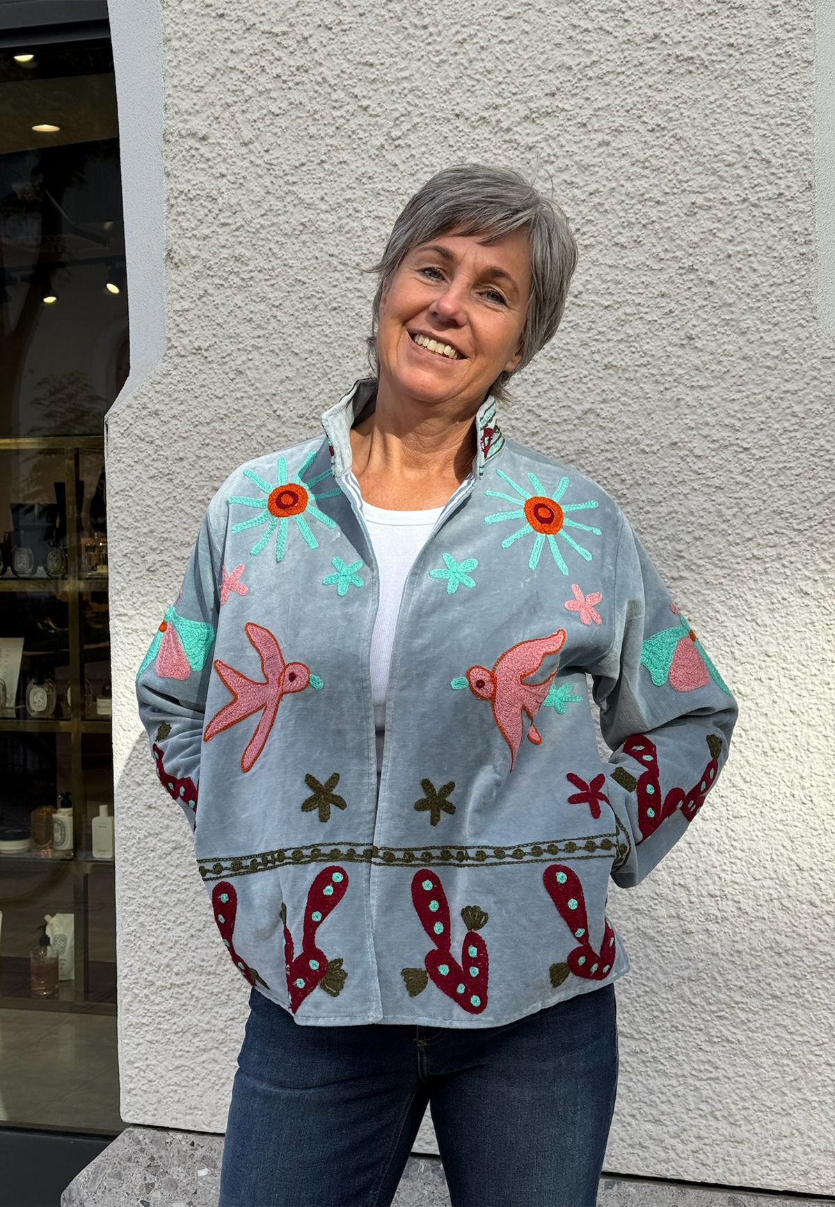 9498 Embroidery Jacke | Denim