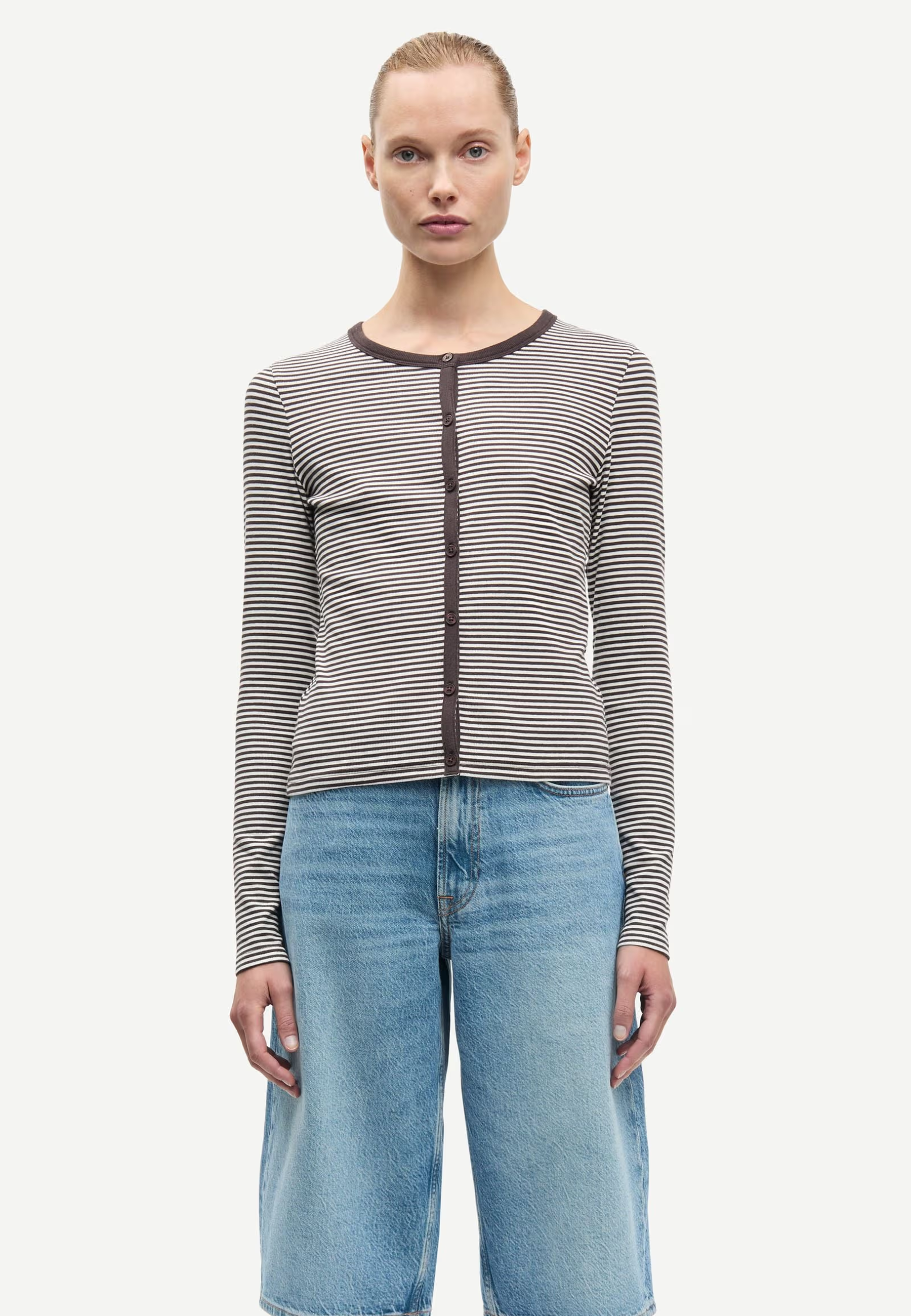 Saalexo Longsleeve Cardigan | Mulch Stripes