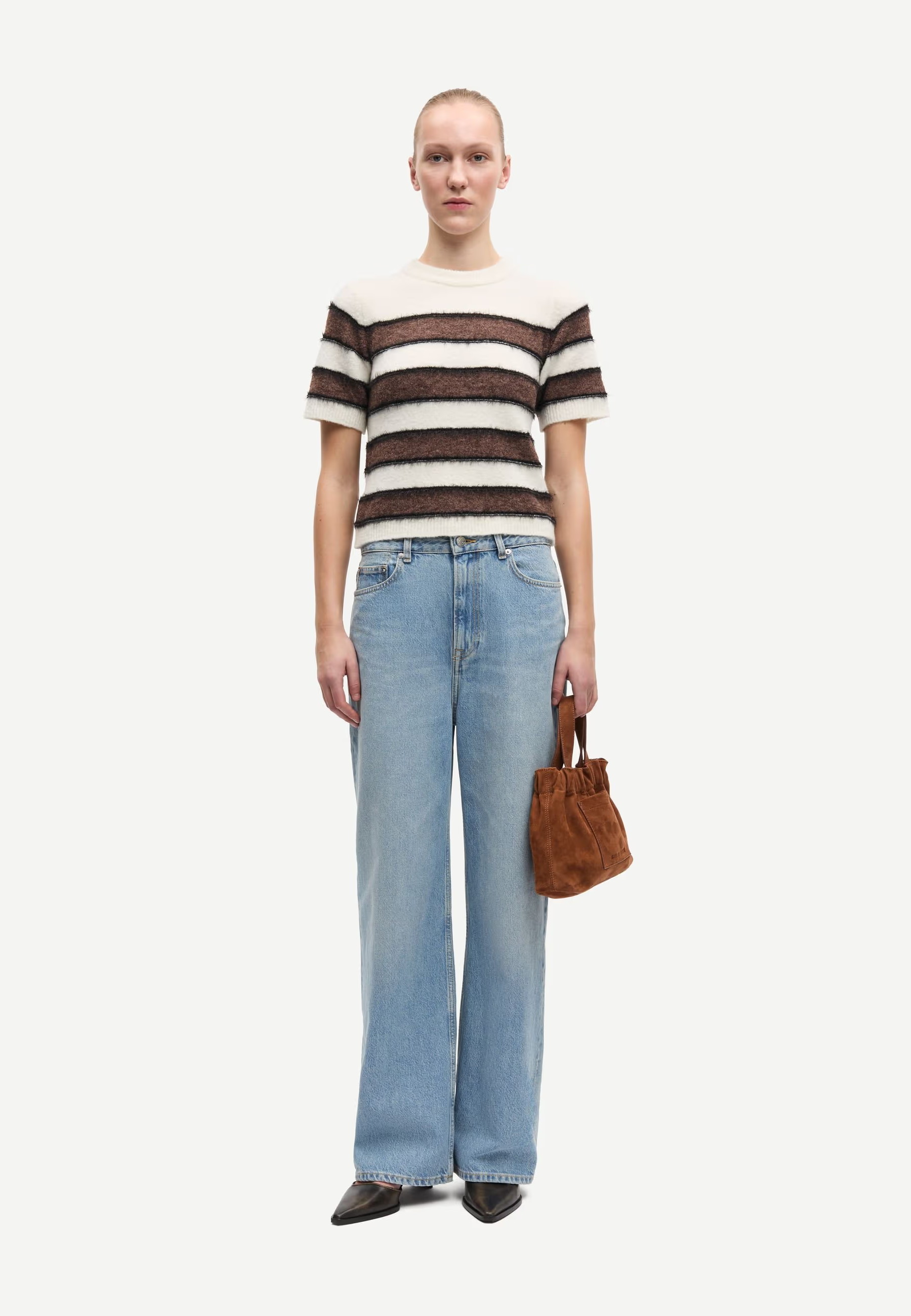 Sacian Alpaka T-Shirt | Black Coffee Stripes