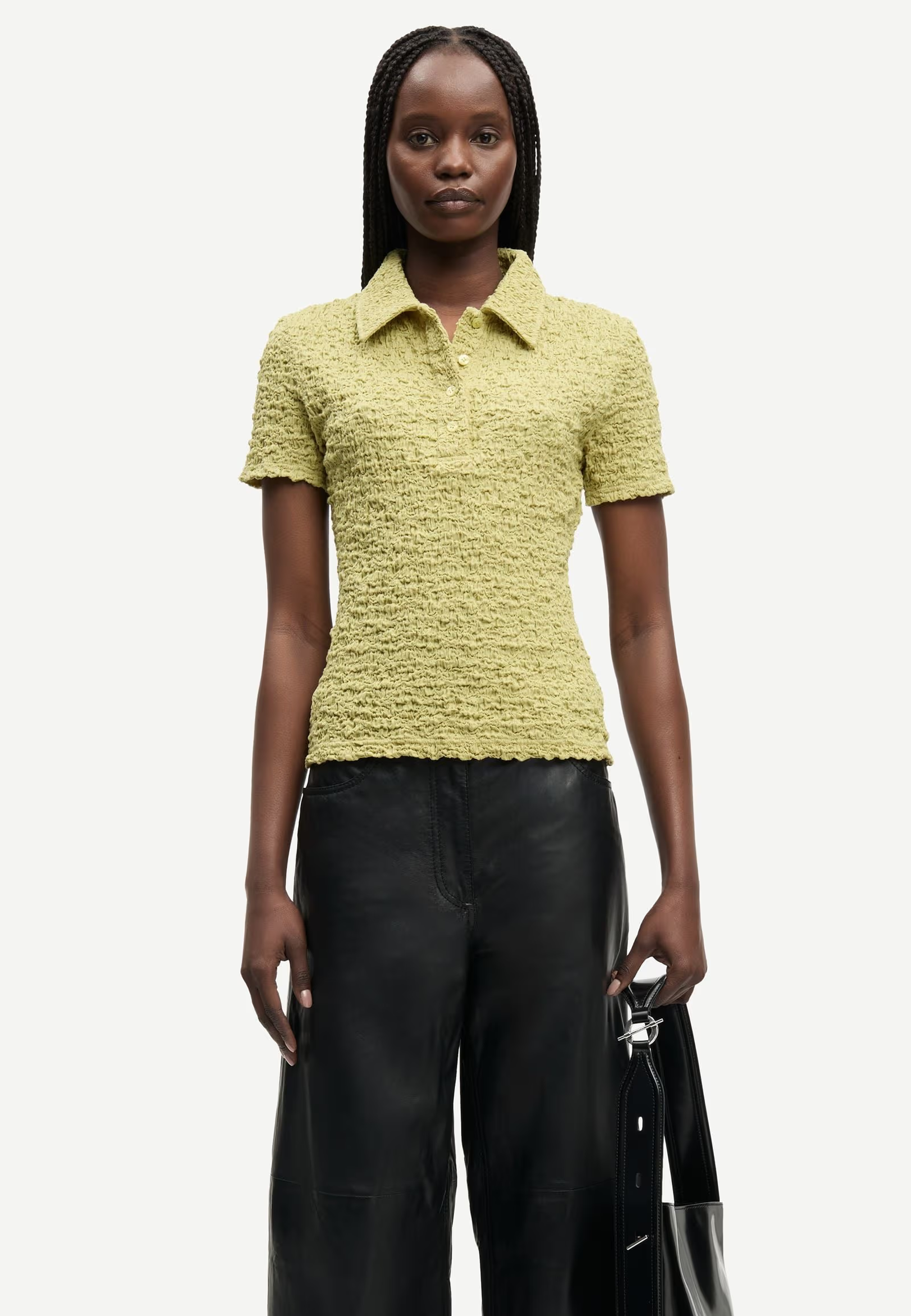 Sadaisy Gesmocktes Poloshirt | Sage Green