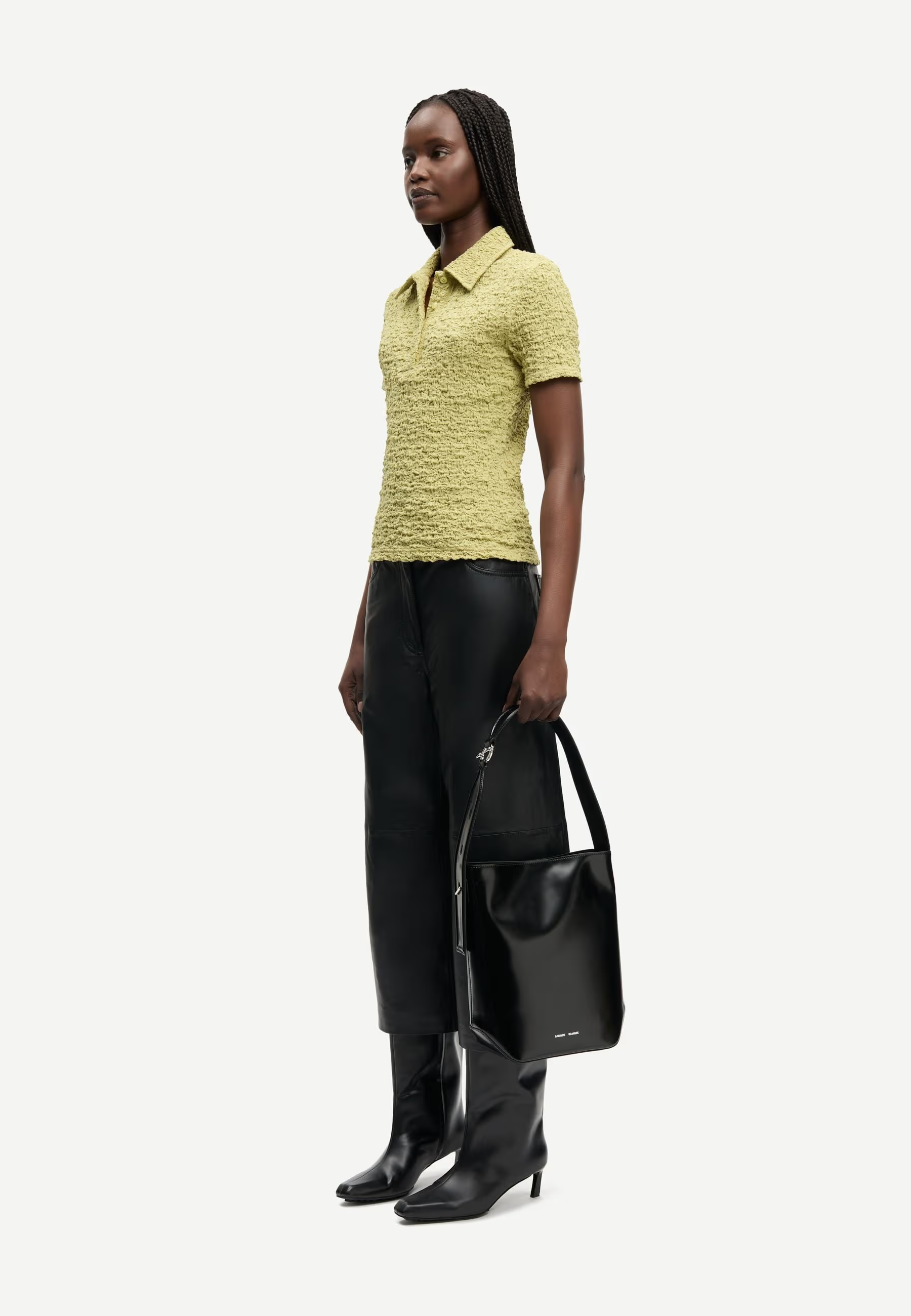 Sadaisy Gesmocktes Poloshirt | Sage Green