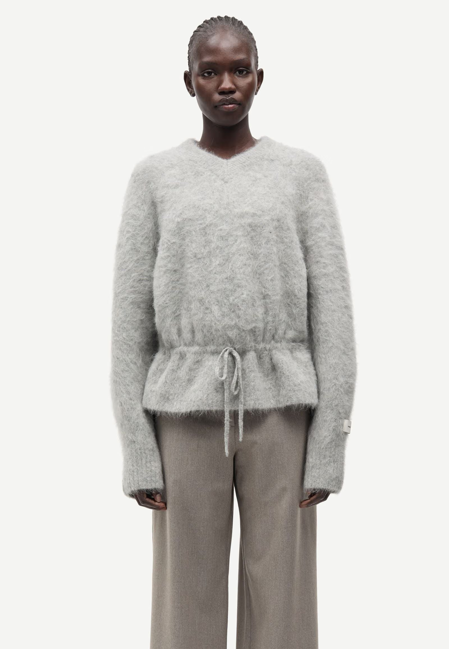 Salo V-Neck Alpaka Pullover | Grey Melange