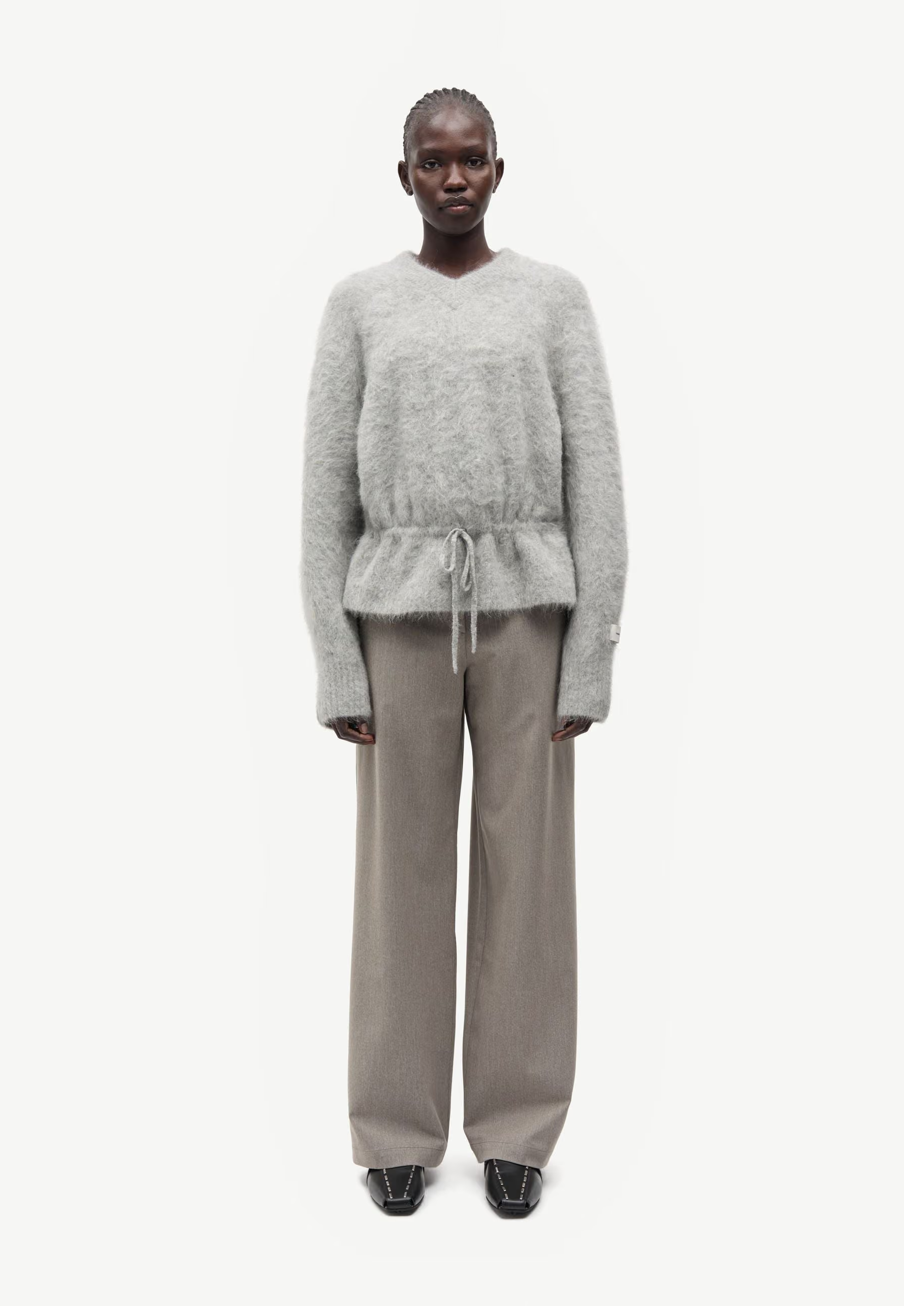 Salo V-Neck Alpaka Pullover | Grey Melange