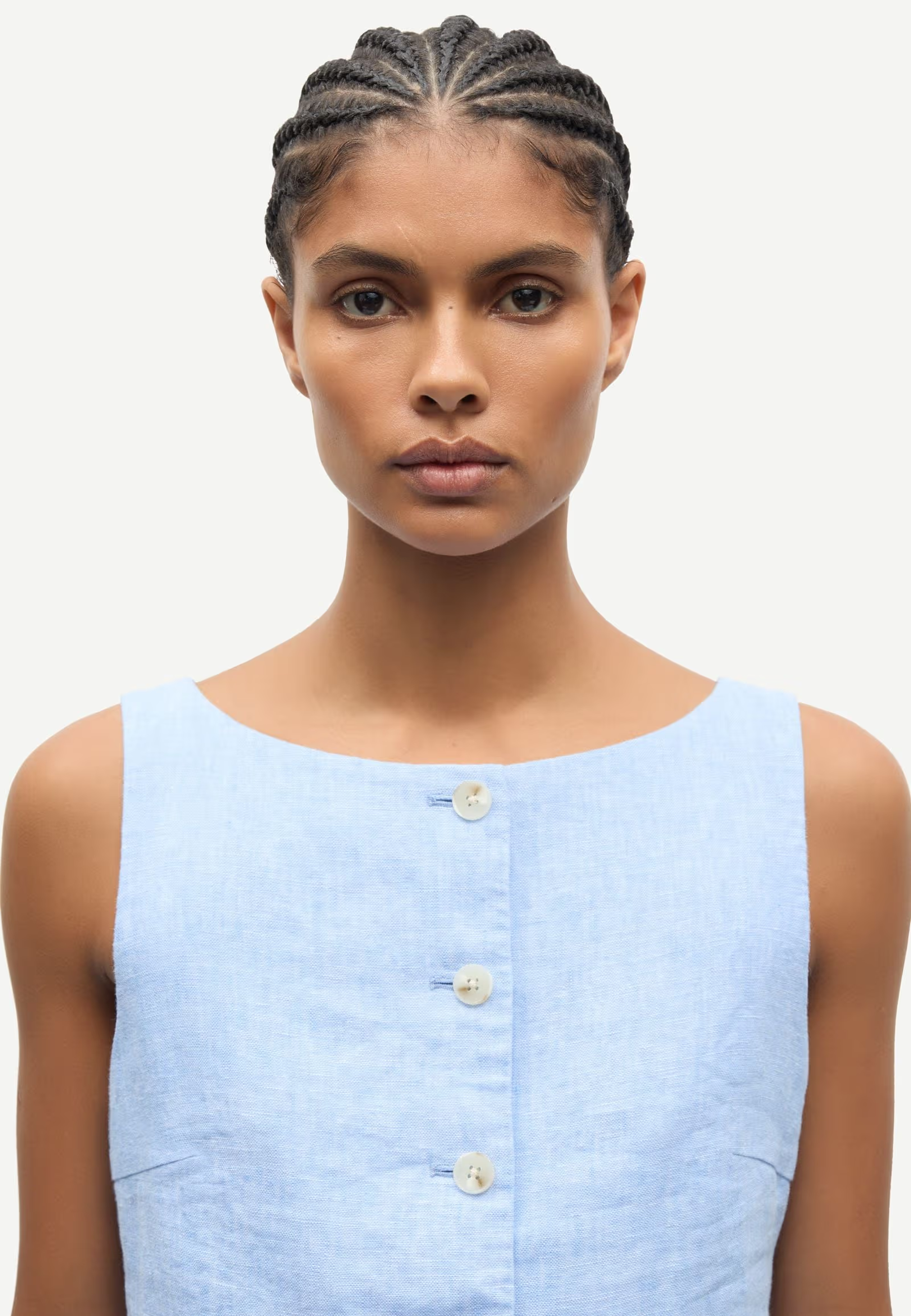 Saloves Linen Vest | Bel Air Blue Melange