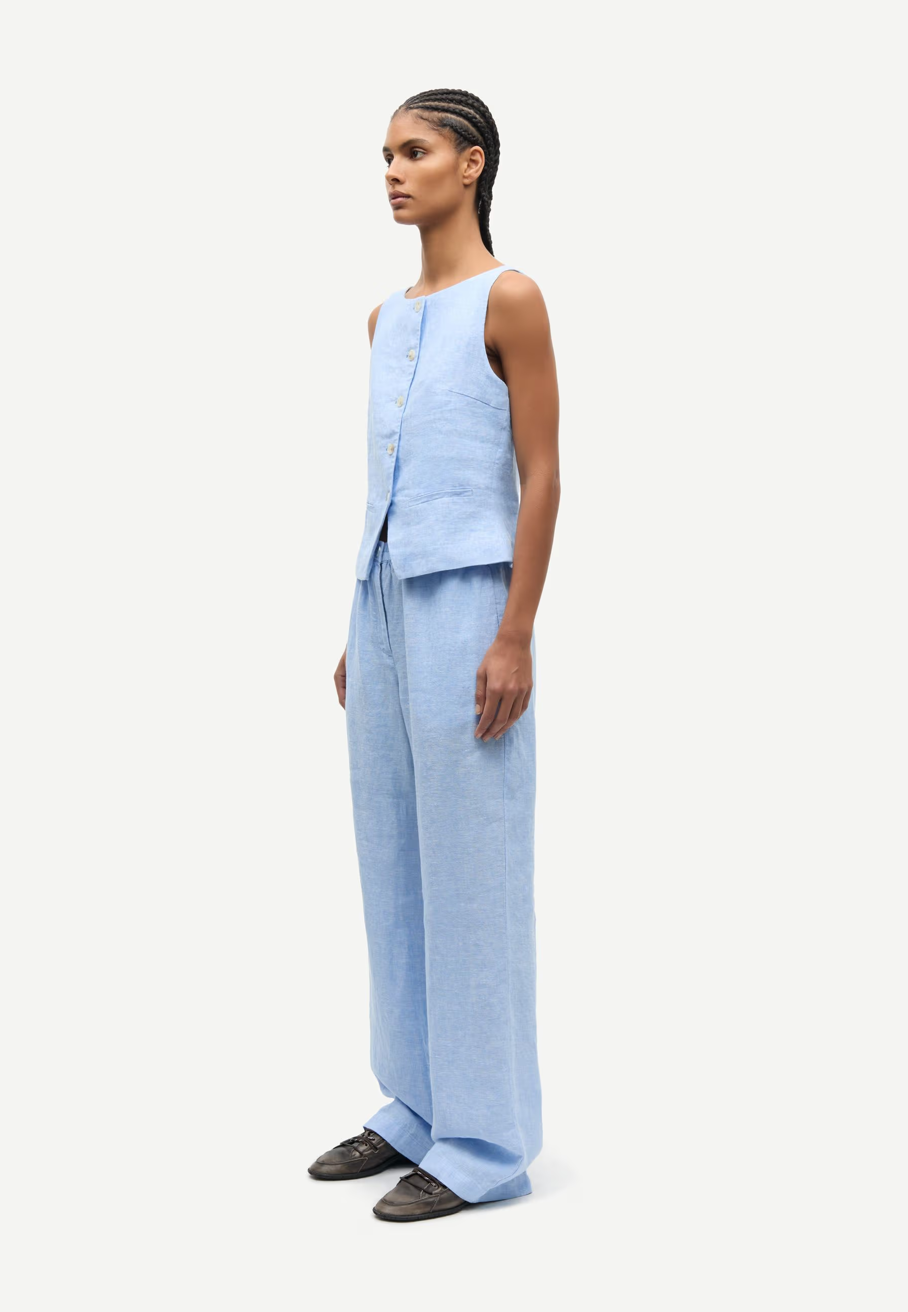 Saloves Linen Vest | Bel Air Blue Melange