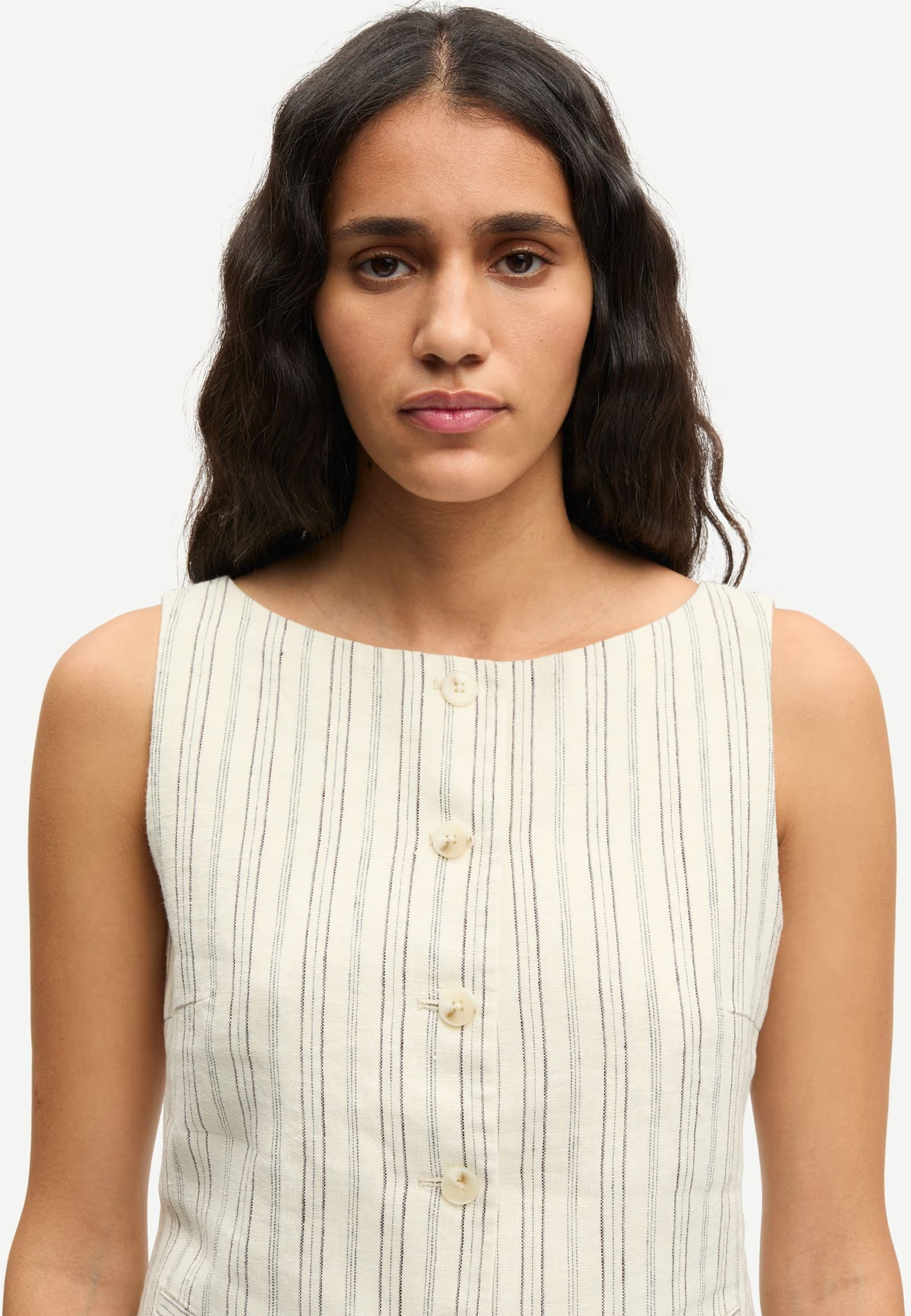 Saloves Leinenweste | Bone Stripes