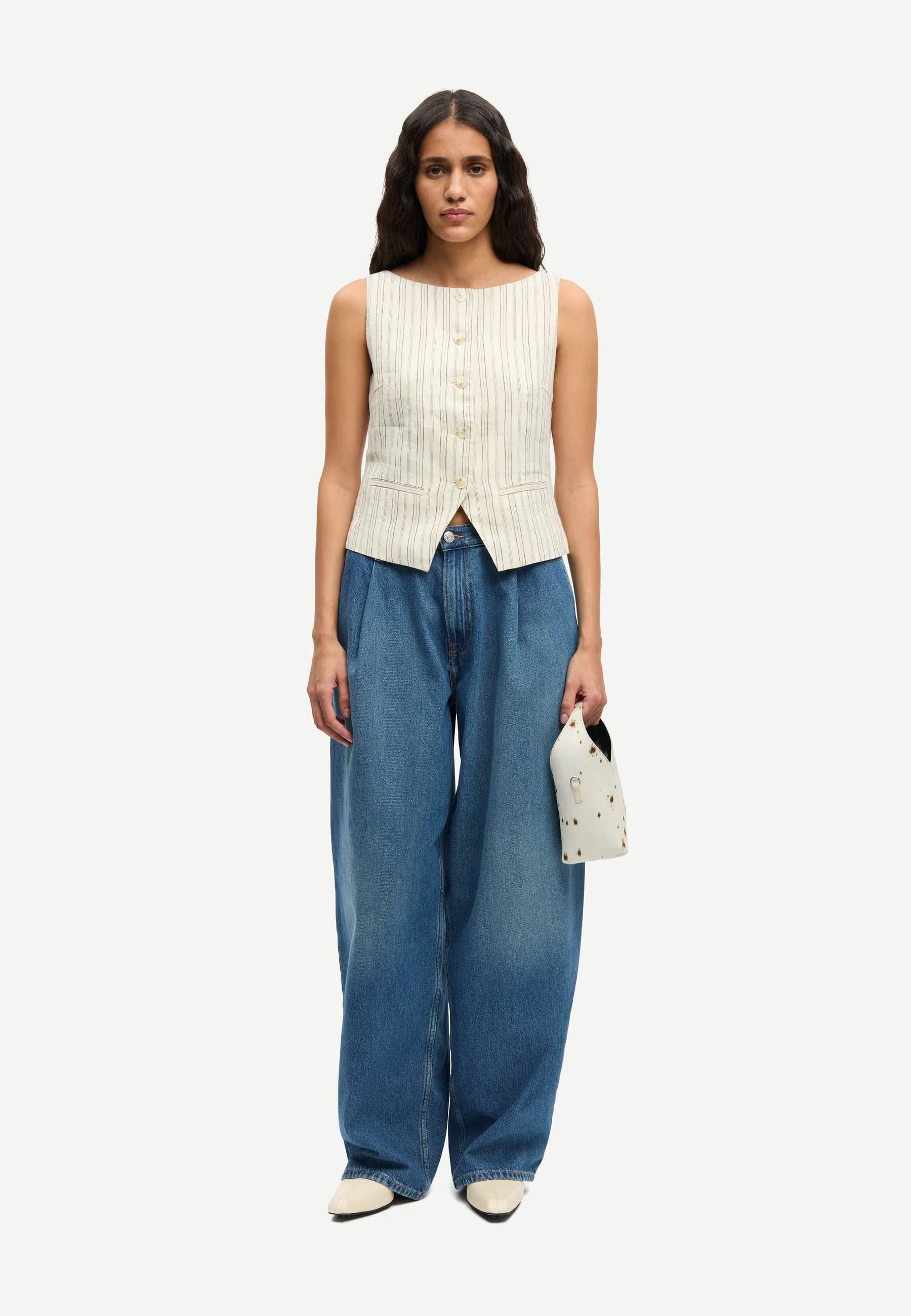 Saloves Leinenweste | Bone Stripes