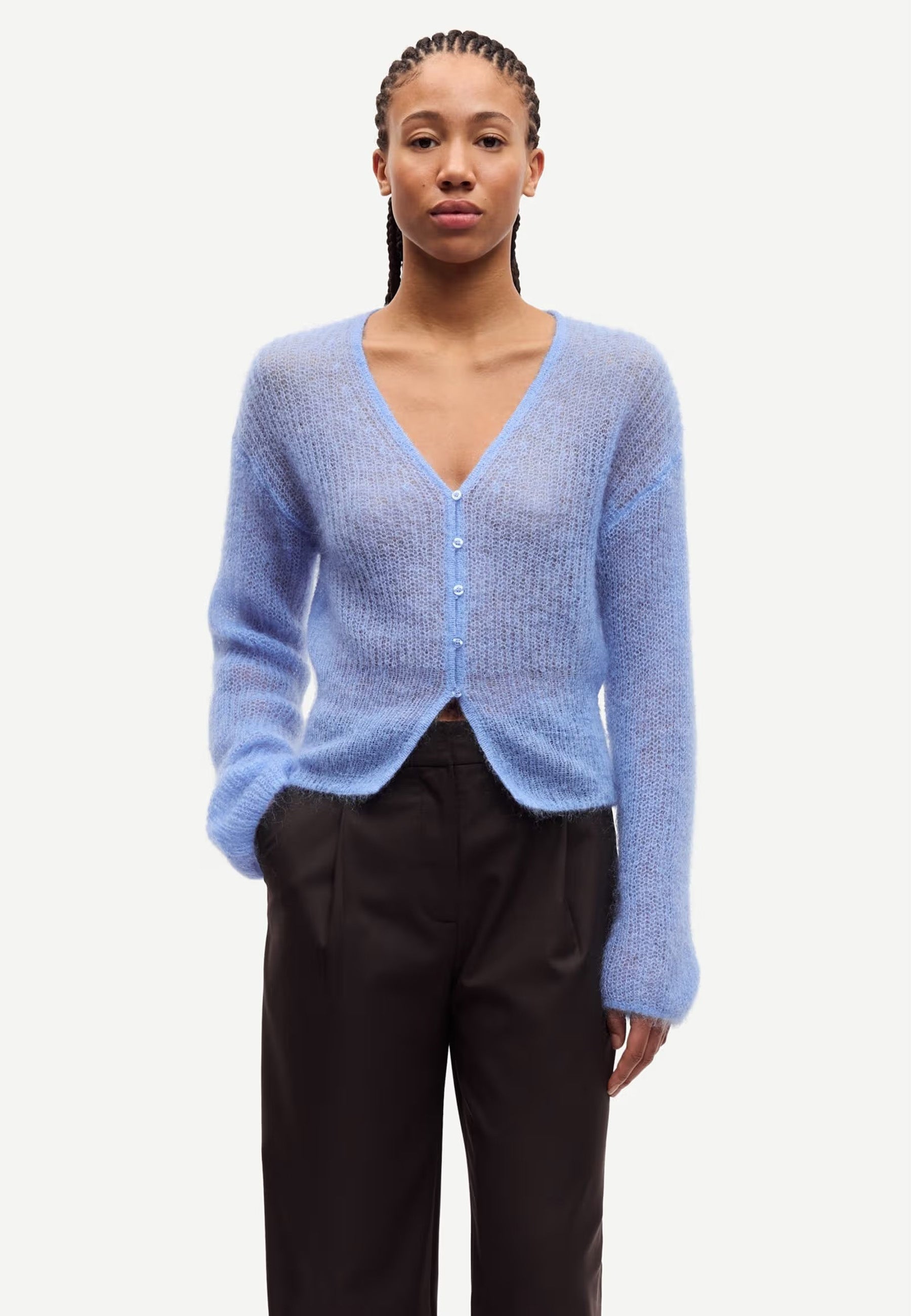 Sapoppie Mohair Cardigan | Della Robbia Blue