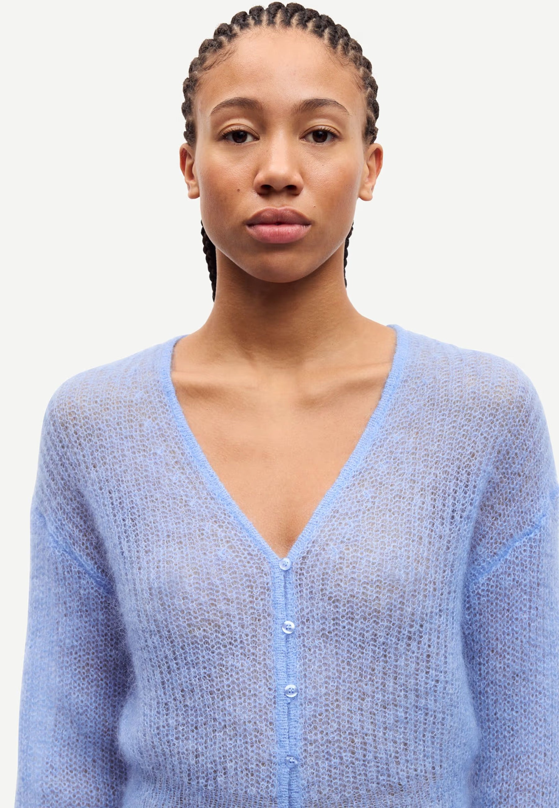 Sapoppie Mohair Cardigan | Della Robbia Blue