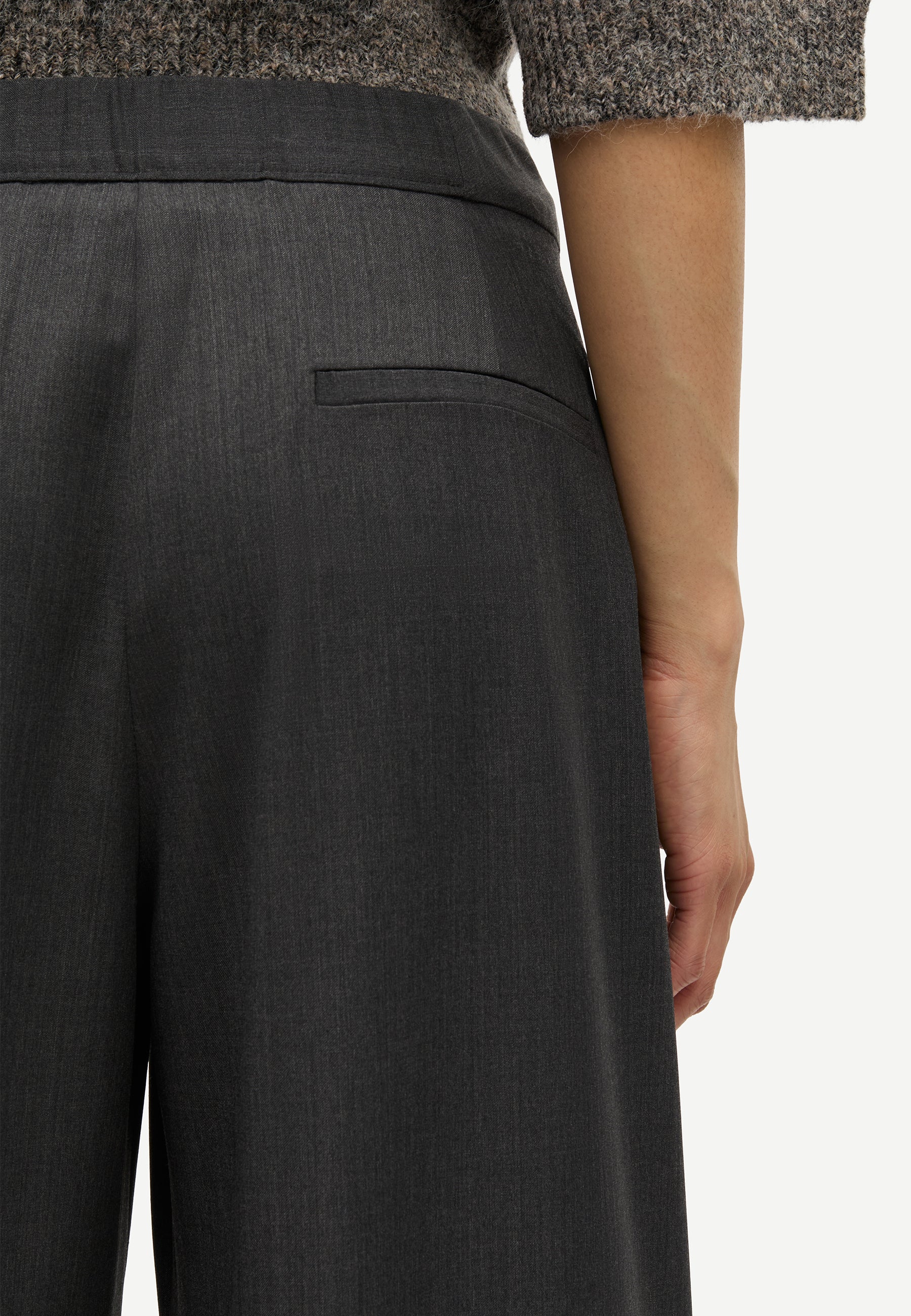 Saroko Wide Leg Woll Hose | Dark Grey Melange