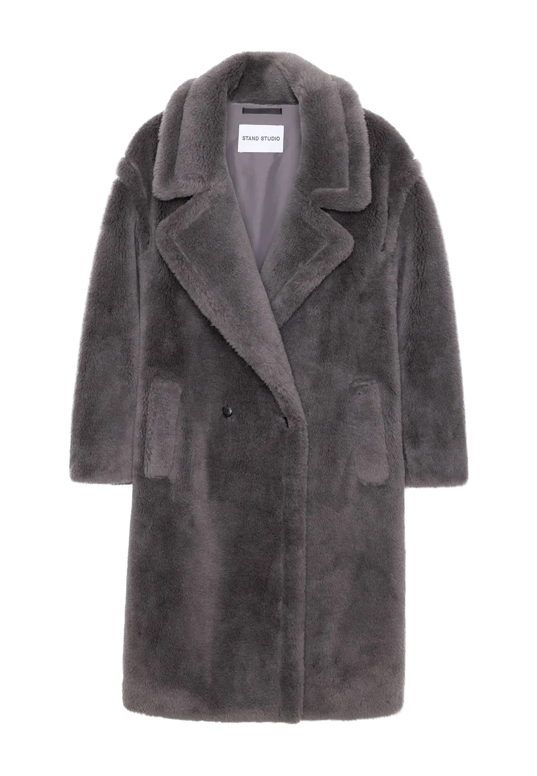 Stand Studio Biba Fake Fur Mantel Grey