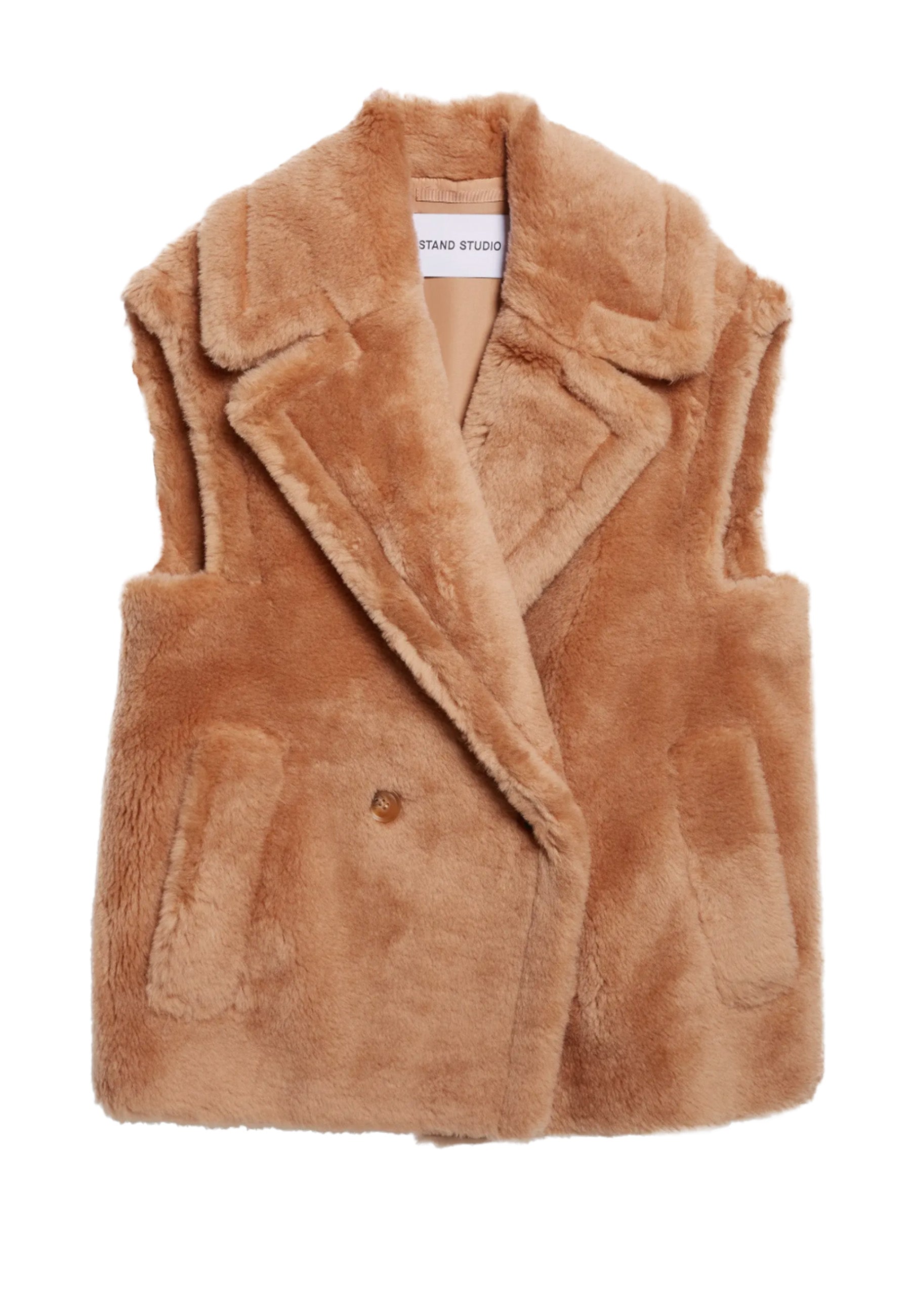 Clary imiteret pelsvest | Beige