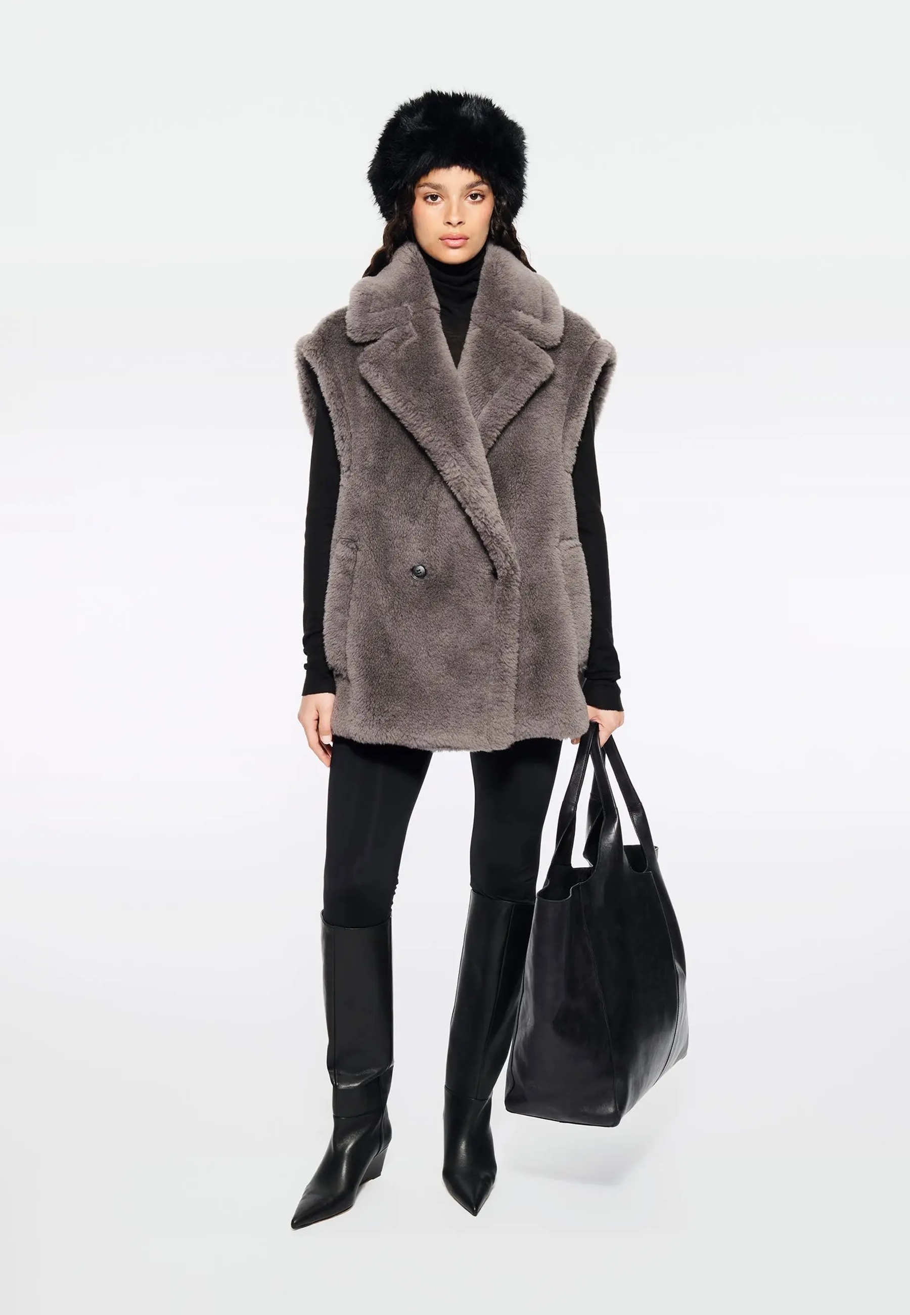 Clary Fake Fur Weste | Grey