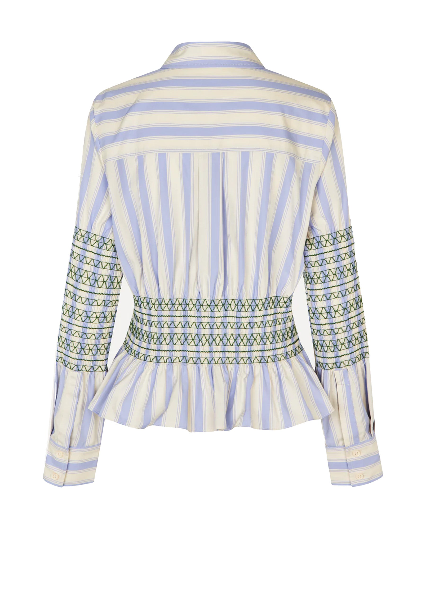 S024-2367 Smocked Bluse | Pastel Stripes