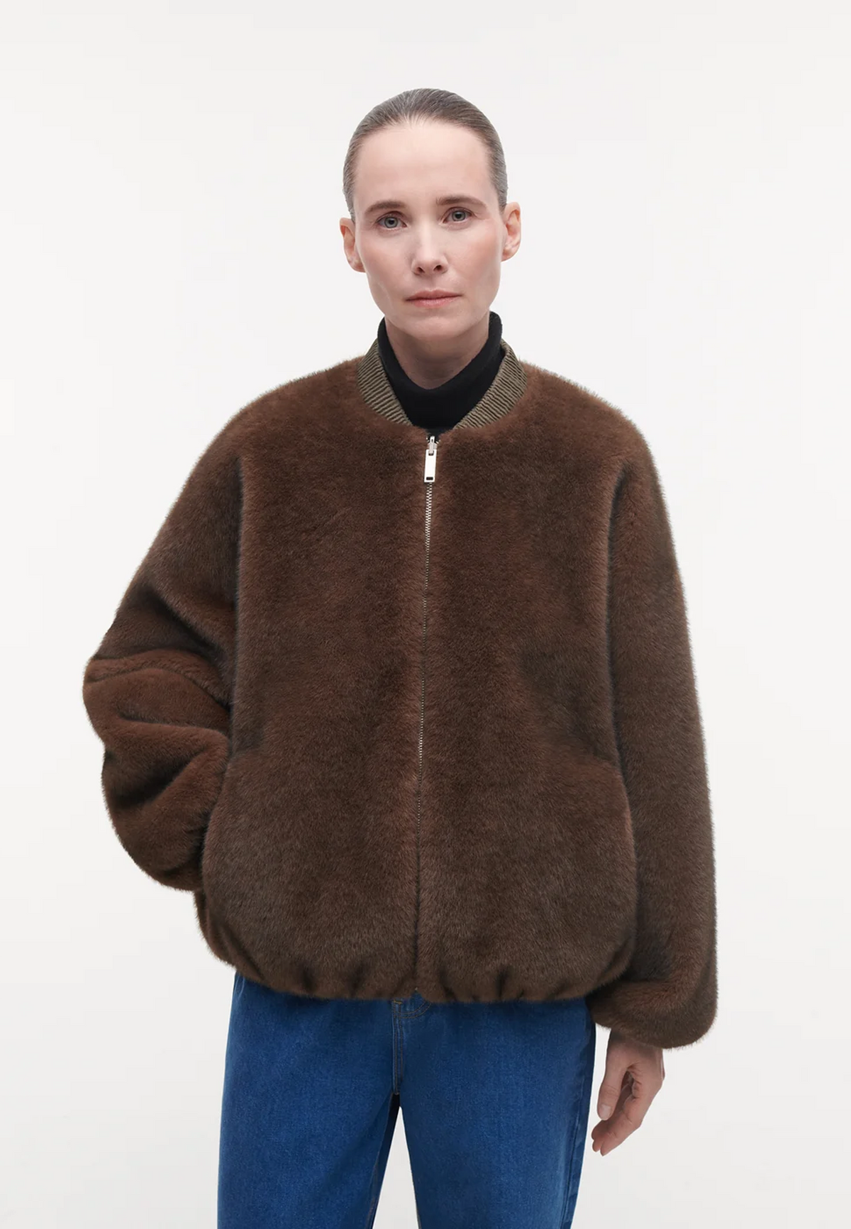 Etta Faux Fur Bomberjacke | Choco Mink