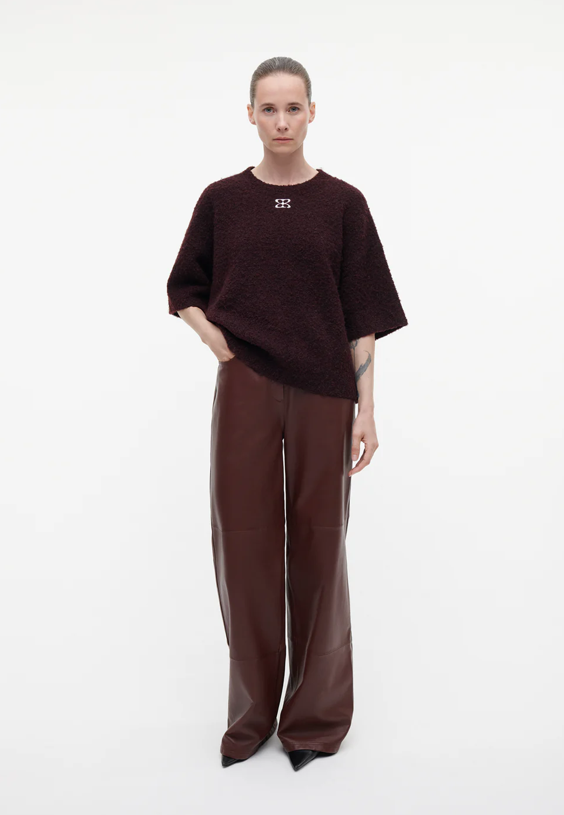 Jessica Boucle Strick T-Shirt | Omni Red