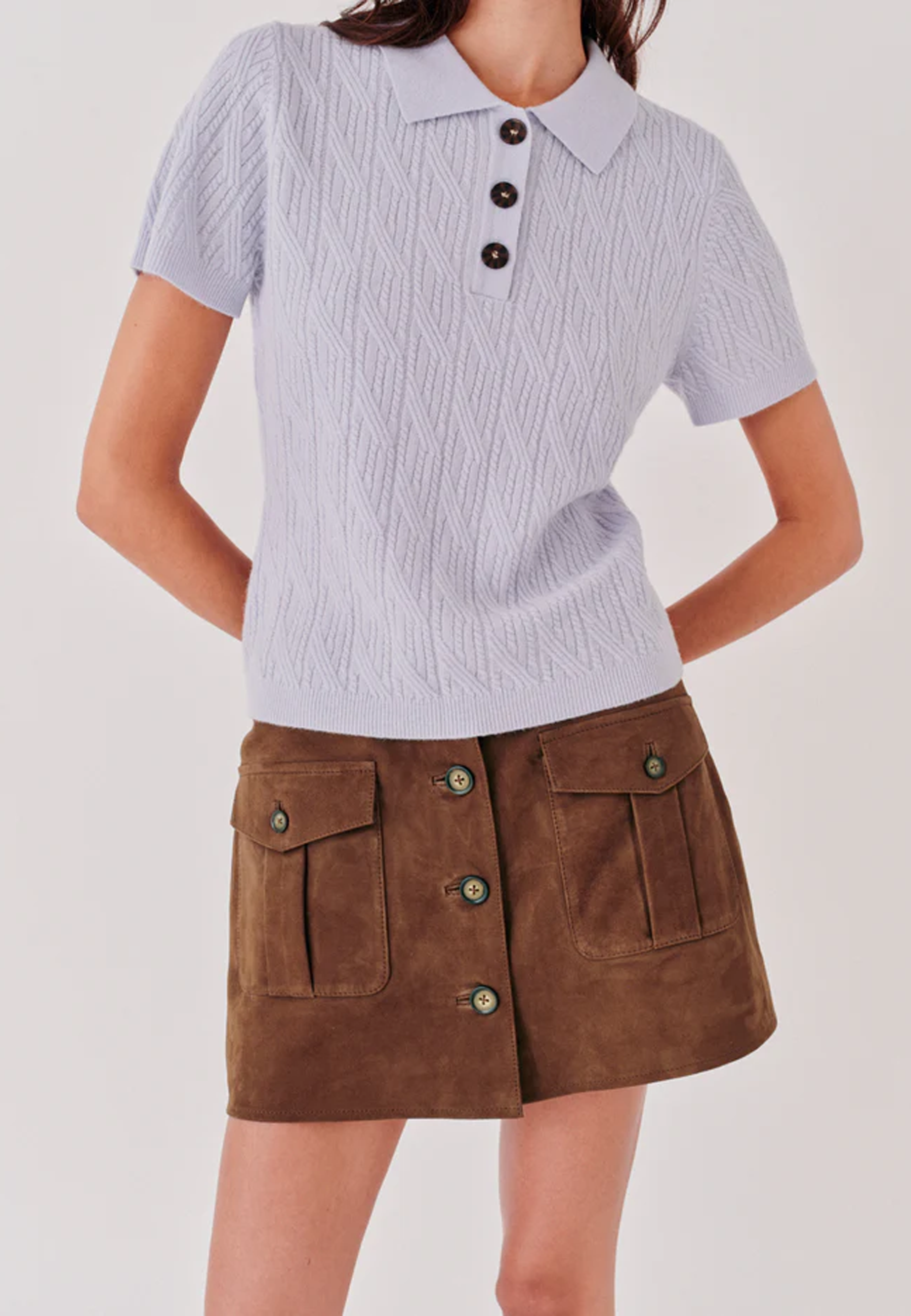 Como Cable Mini Polo T-Shirt | Light Blue