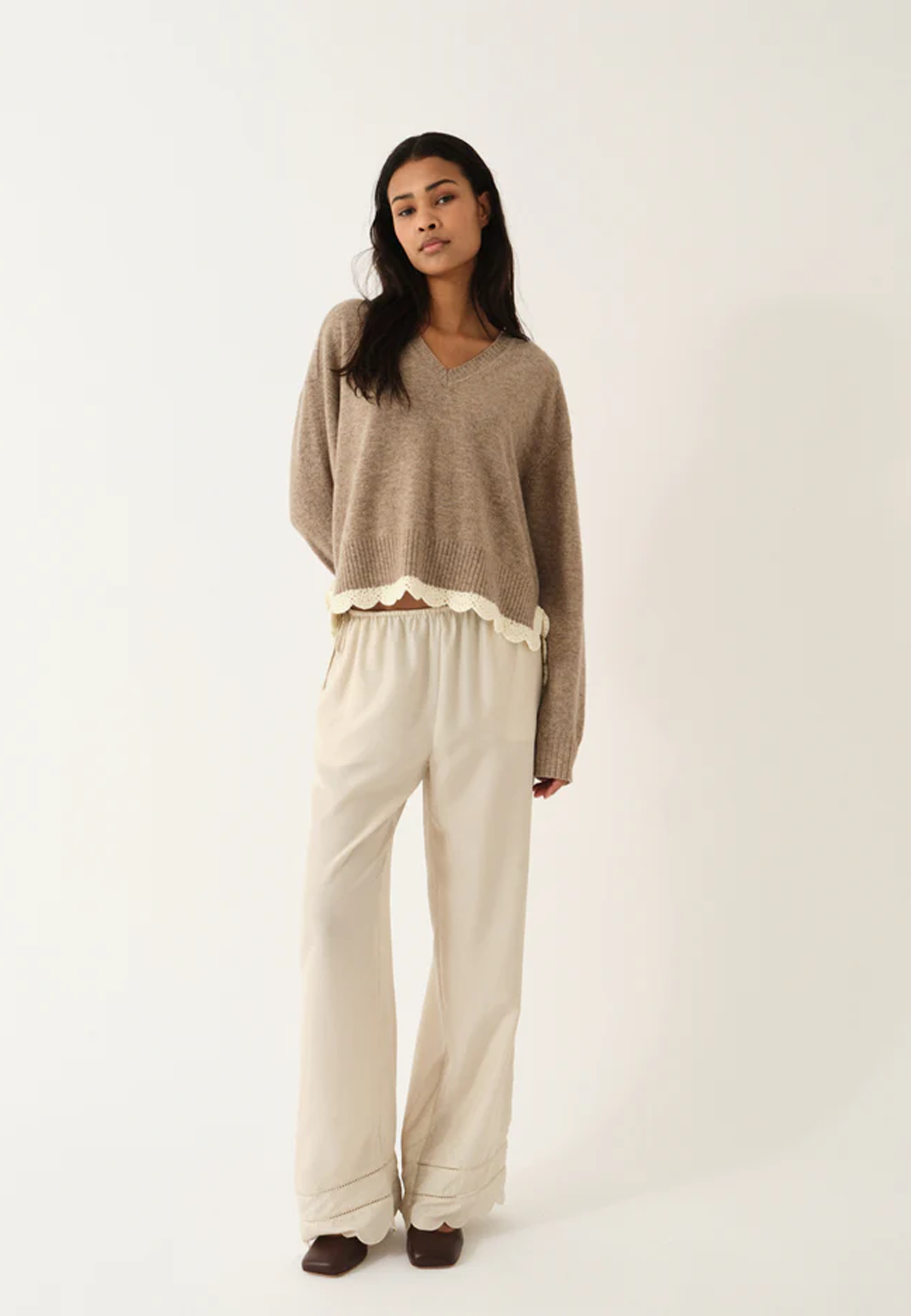 Como Crochet Pullover | Beige Melange