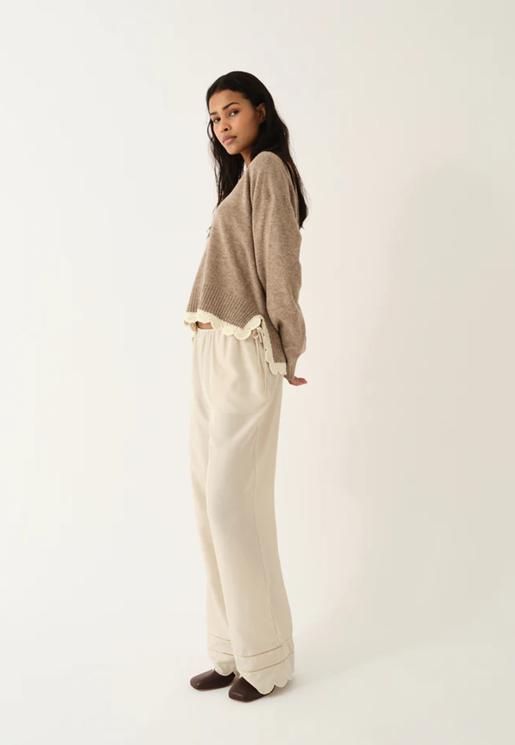 Como Crochet Pullover | Beige Melange