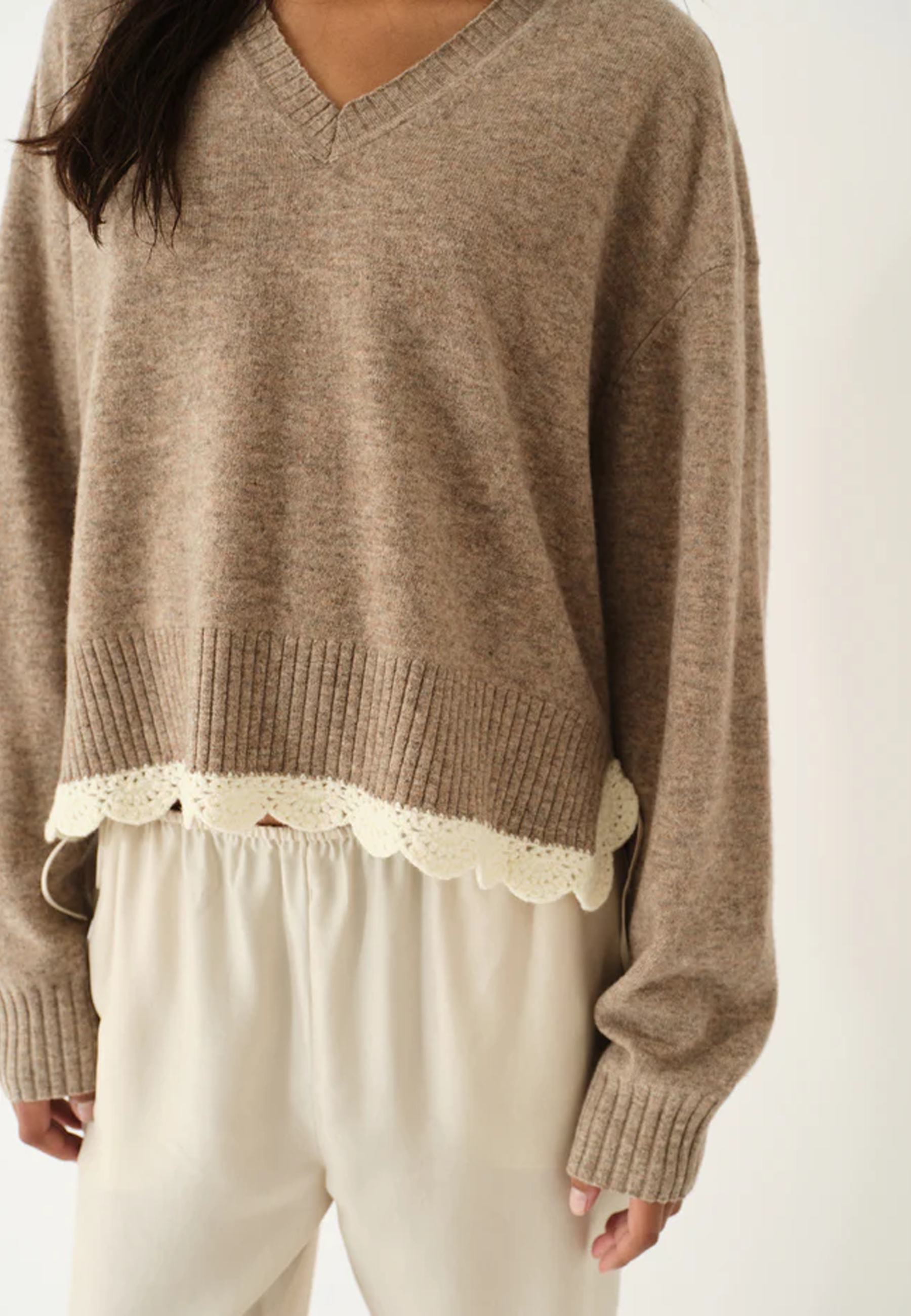 Como Crochet Pullover | Beige Melange