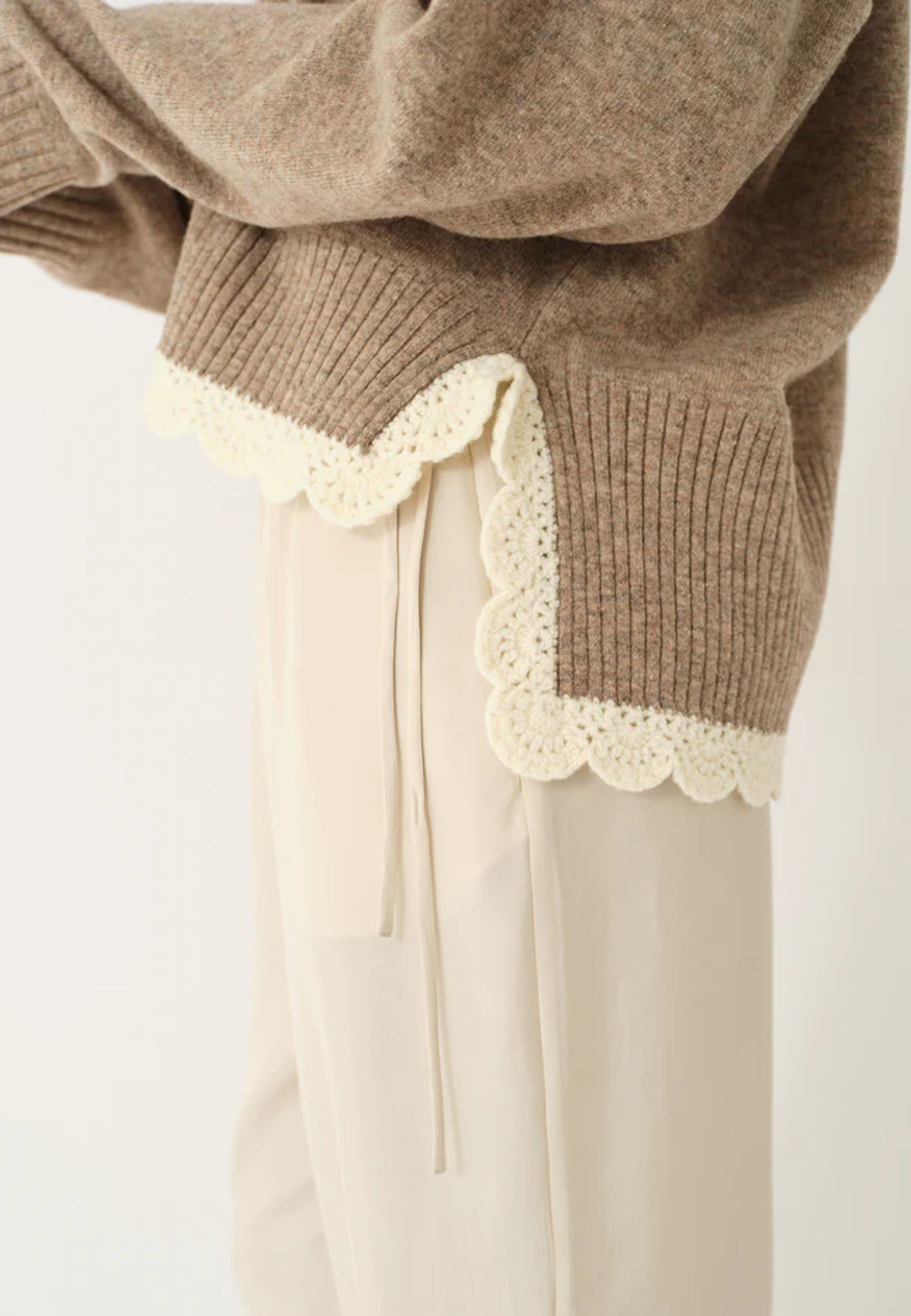 Como Crochet Pullover | Beige Melange