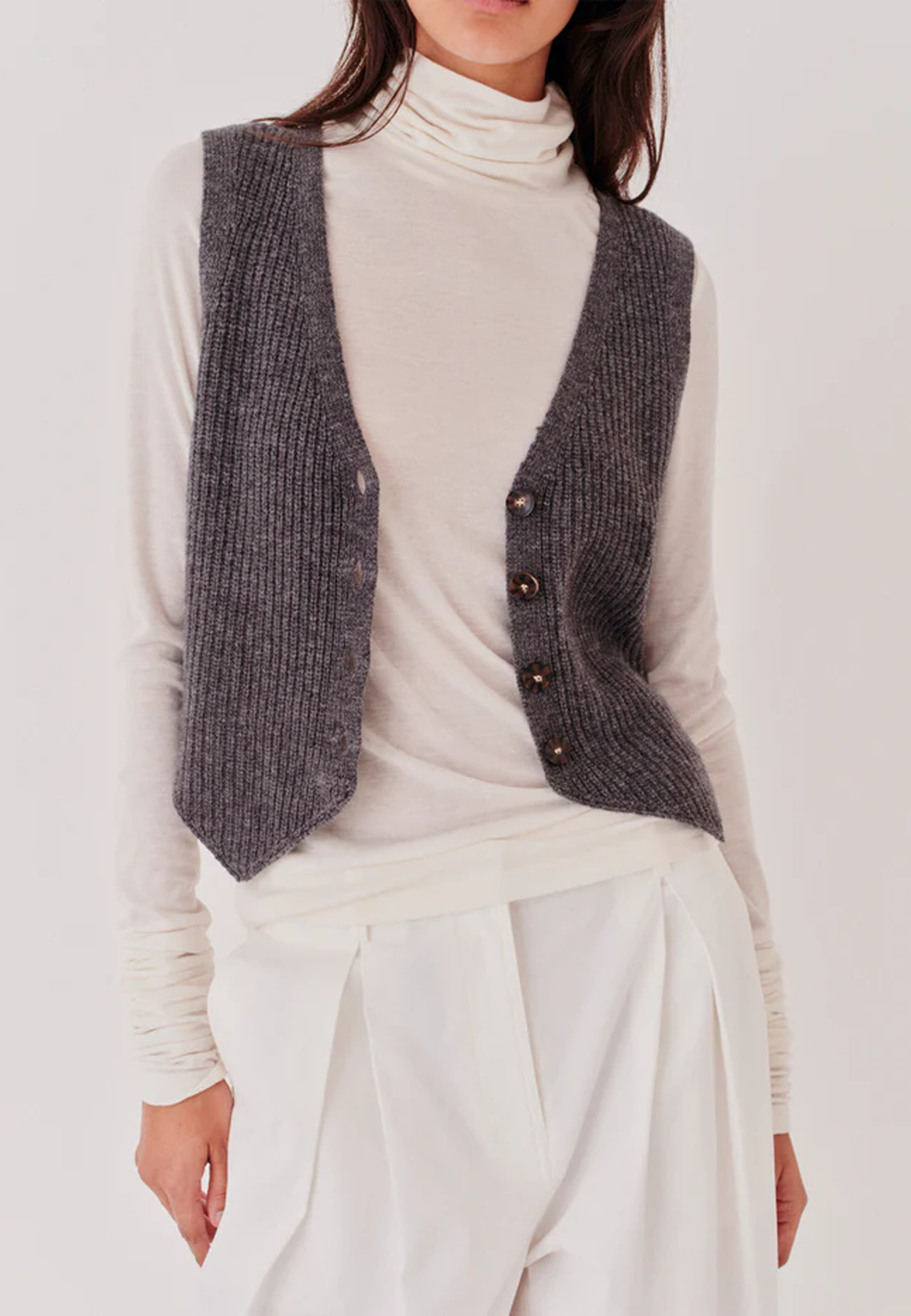 Como Strick Weste | Grey Melange