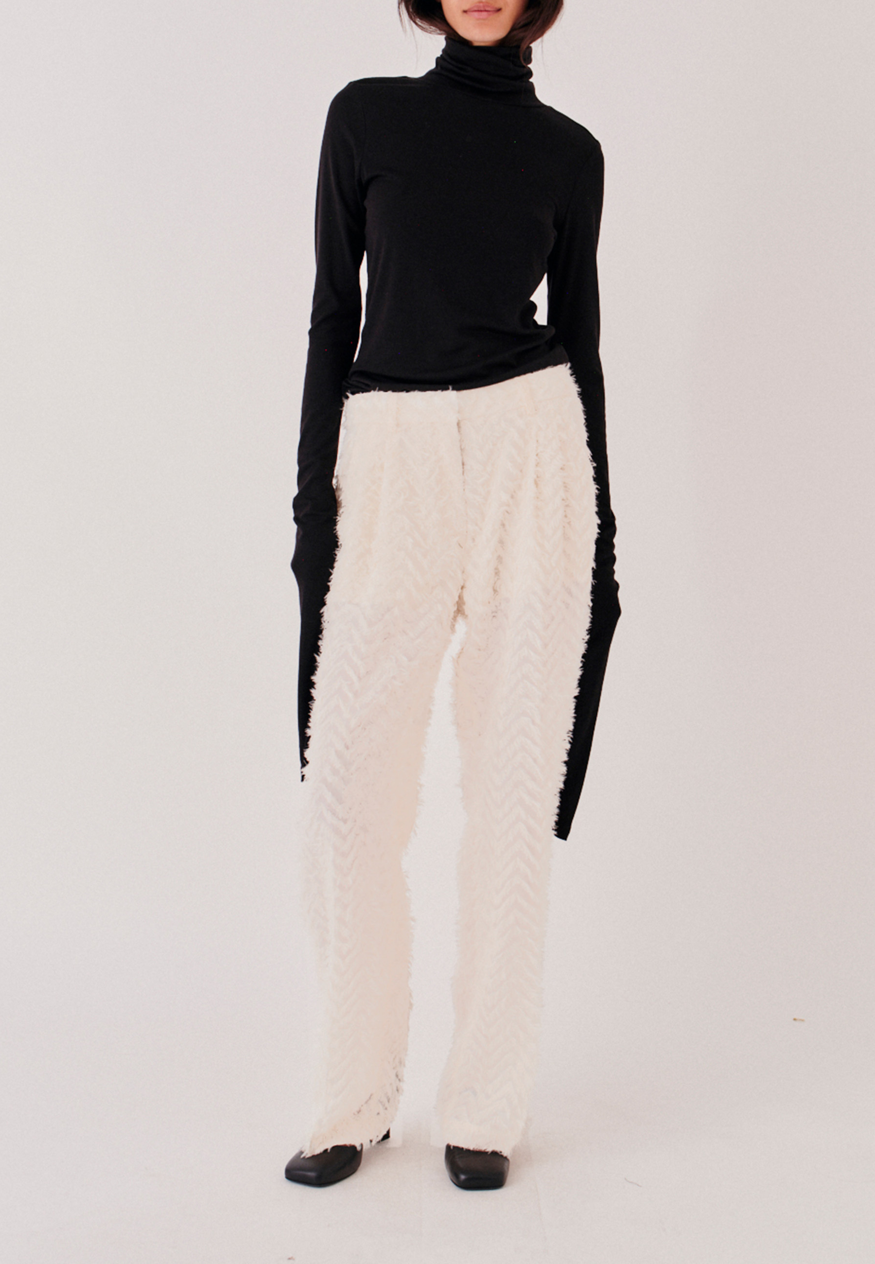 Lela plisserede bukser | Cremefarvet