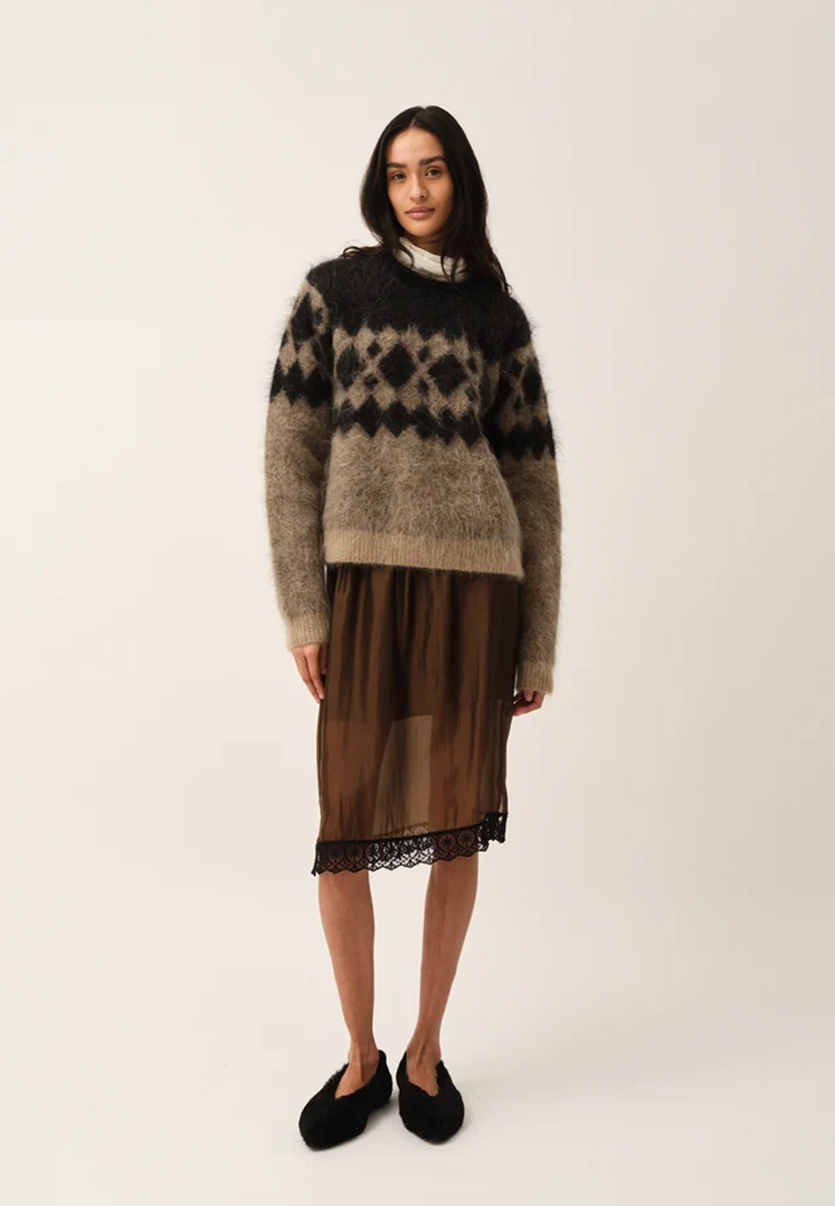 Roma Argyle Knit Pullover | Raw Black Artwork