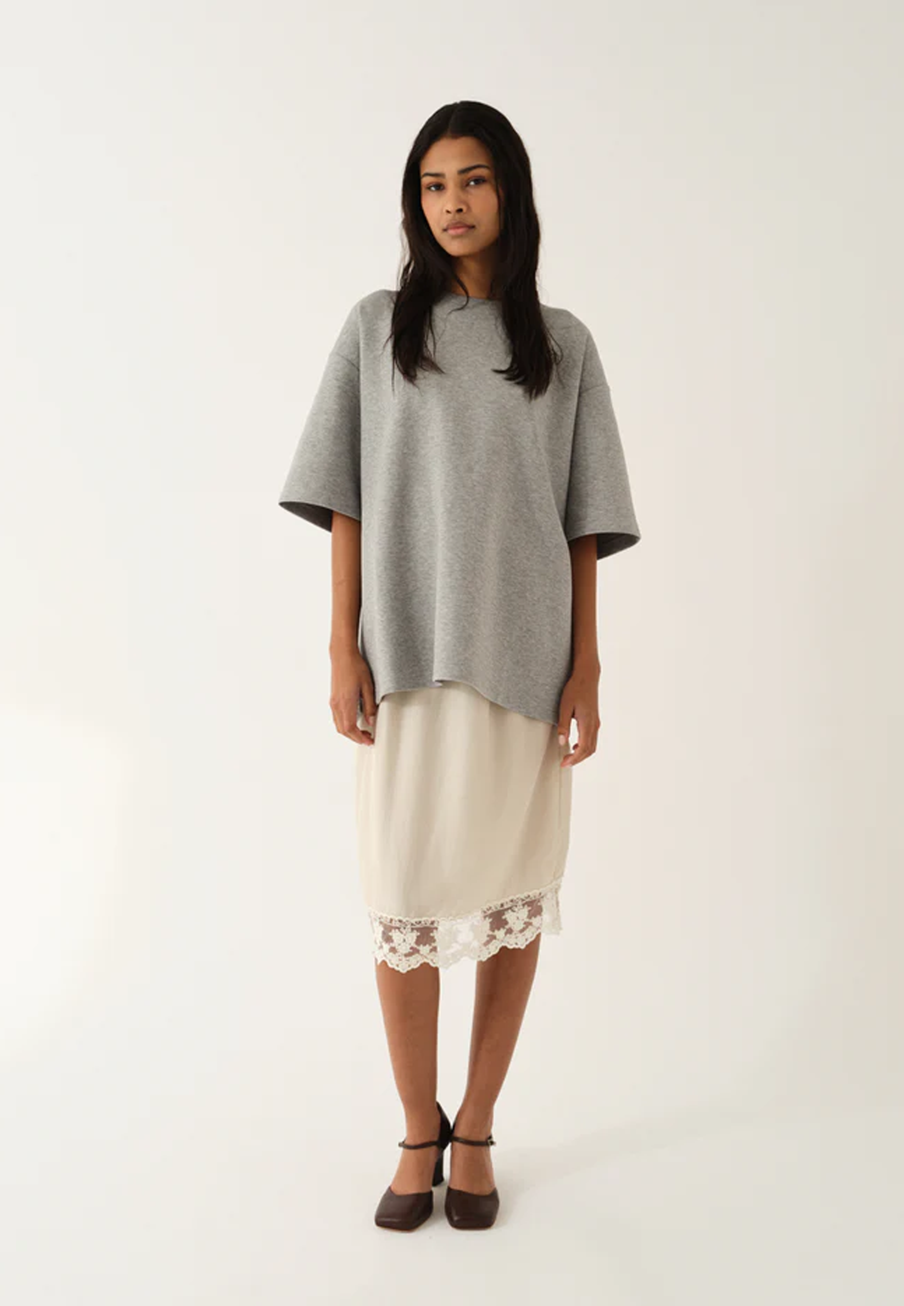 TG Bow Tee | Grey Melange