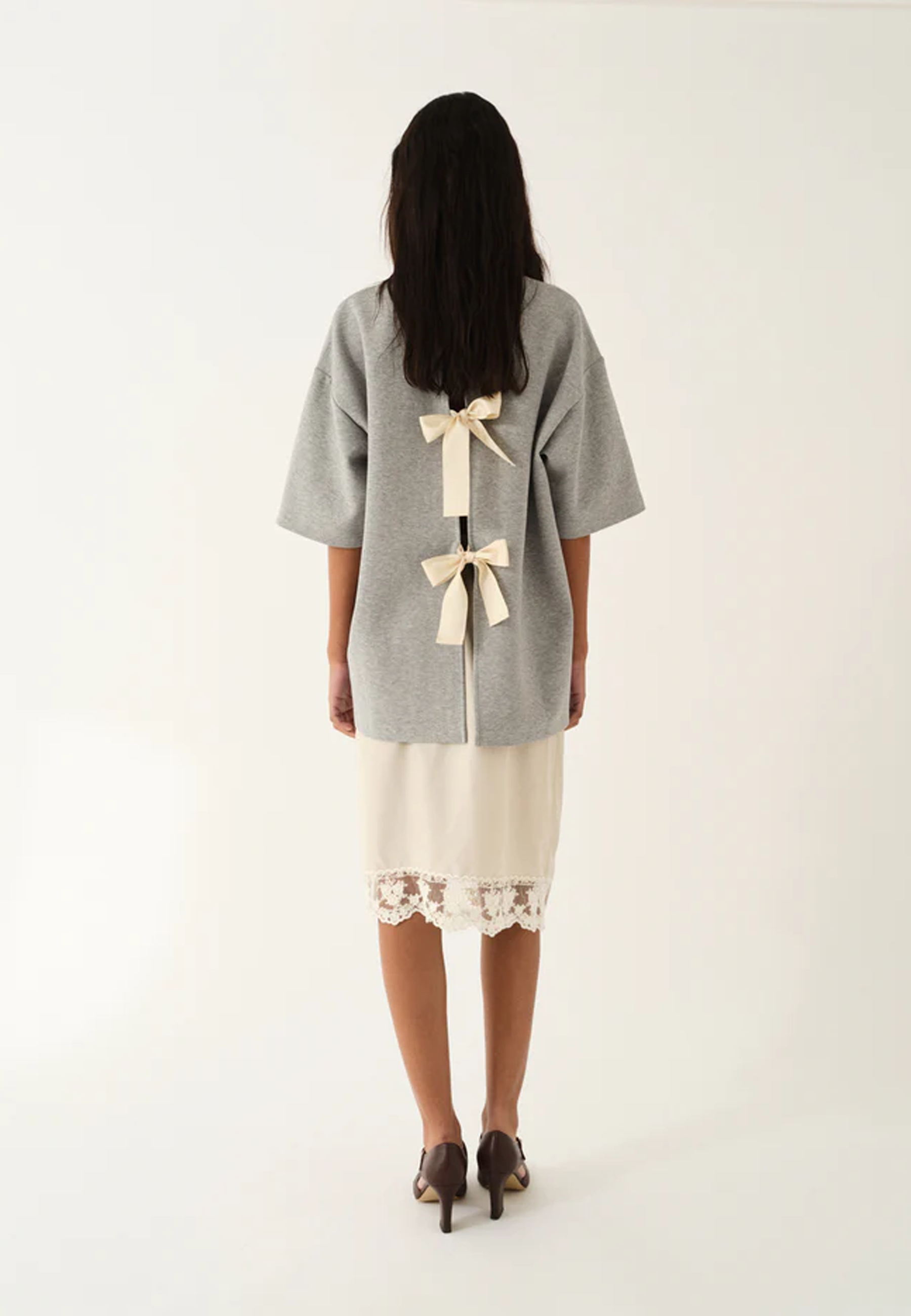 TG Bow Tee | Grey Melange