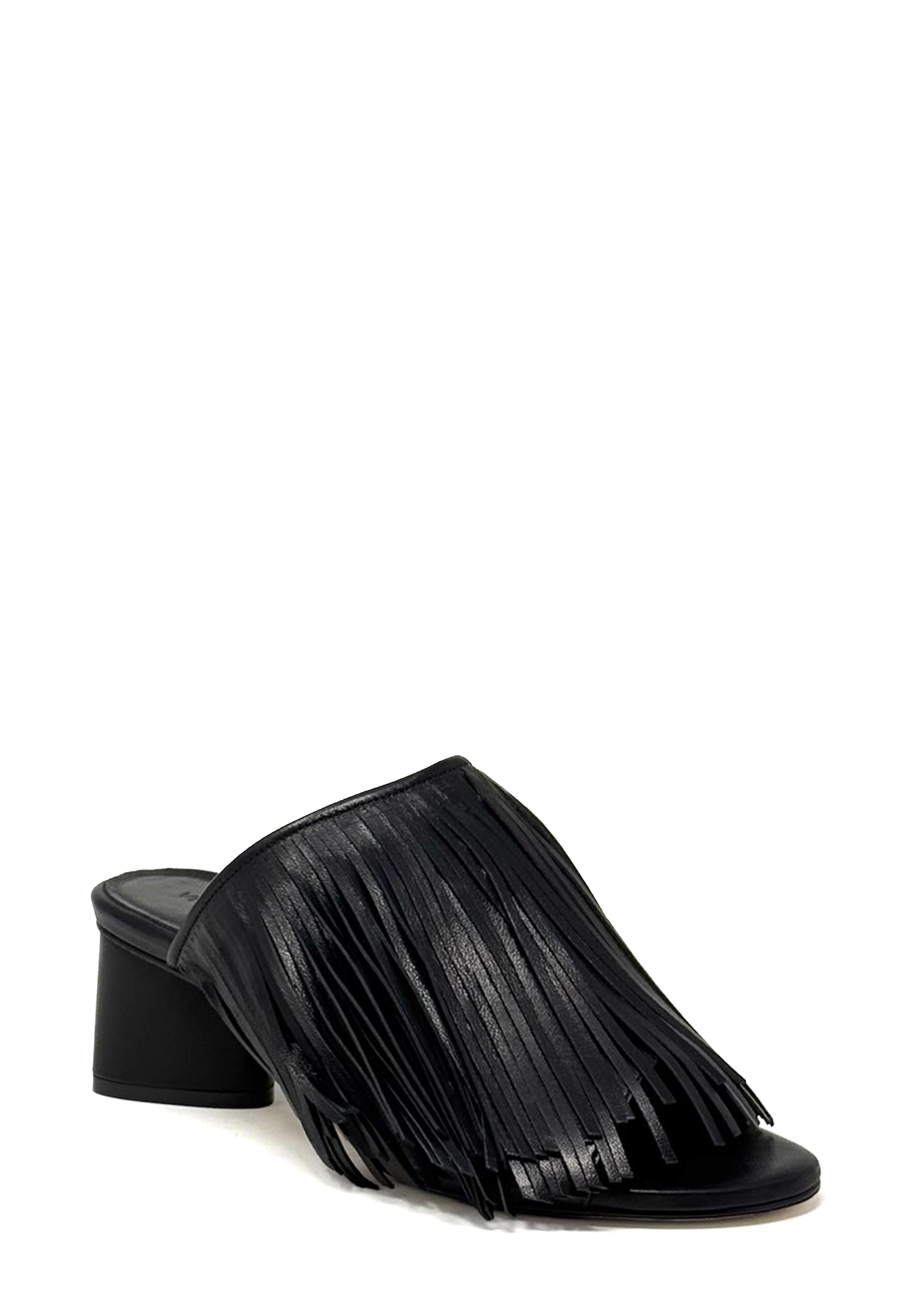 1K5602D Fransen Heel Pantolette | Black