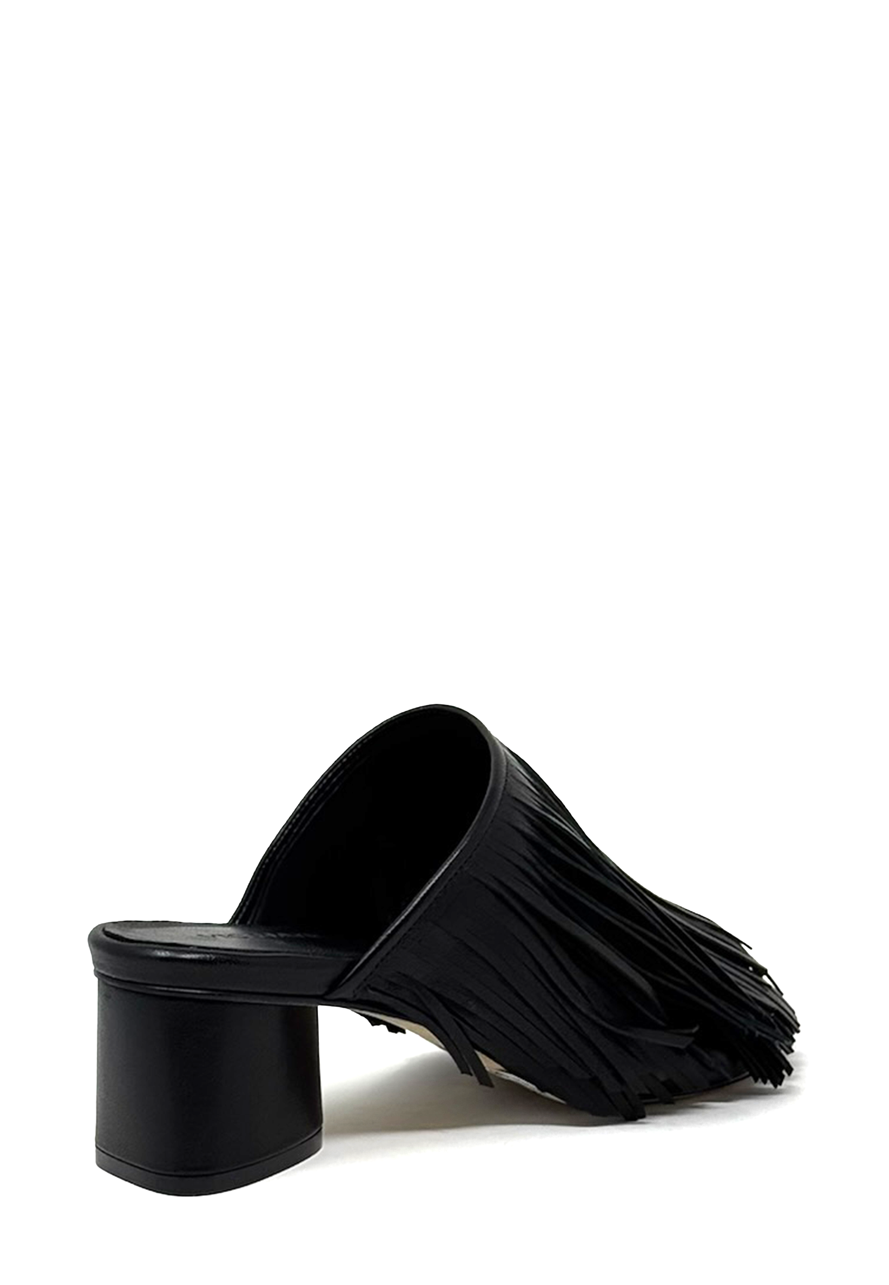1K5602D Fringed Heel Mule | Black